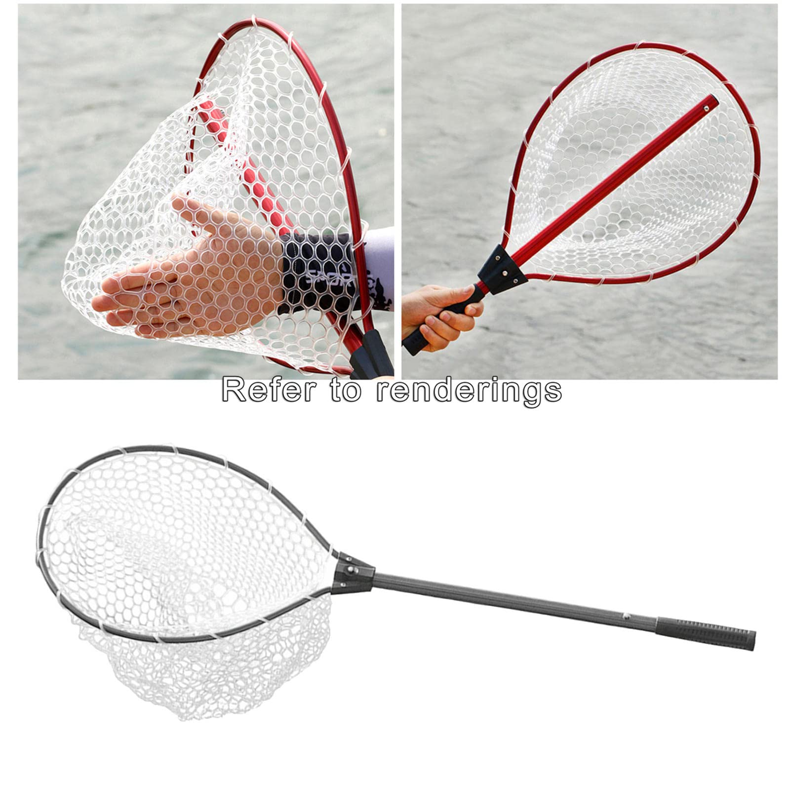 F Fityle Guadino Pieghevole - da Pesca Pieghevoli con Manico telescopico, Rivestimento in Silicone Resistente a Rete Senza, e Rilascio sicuri