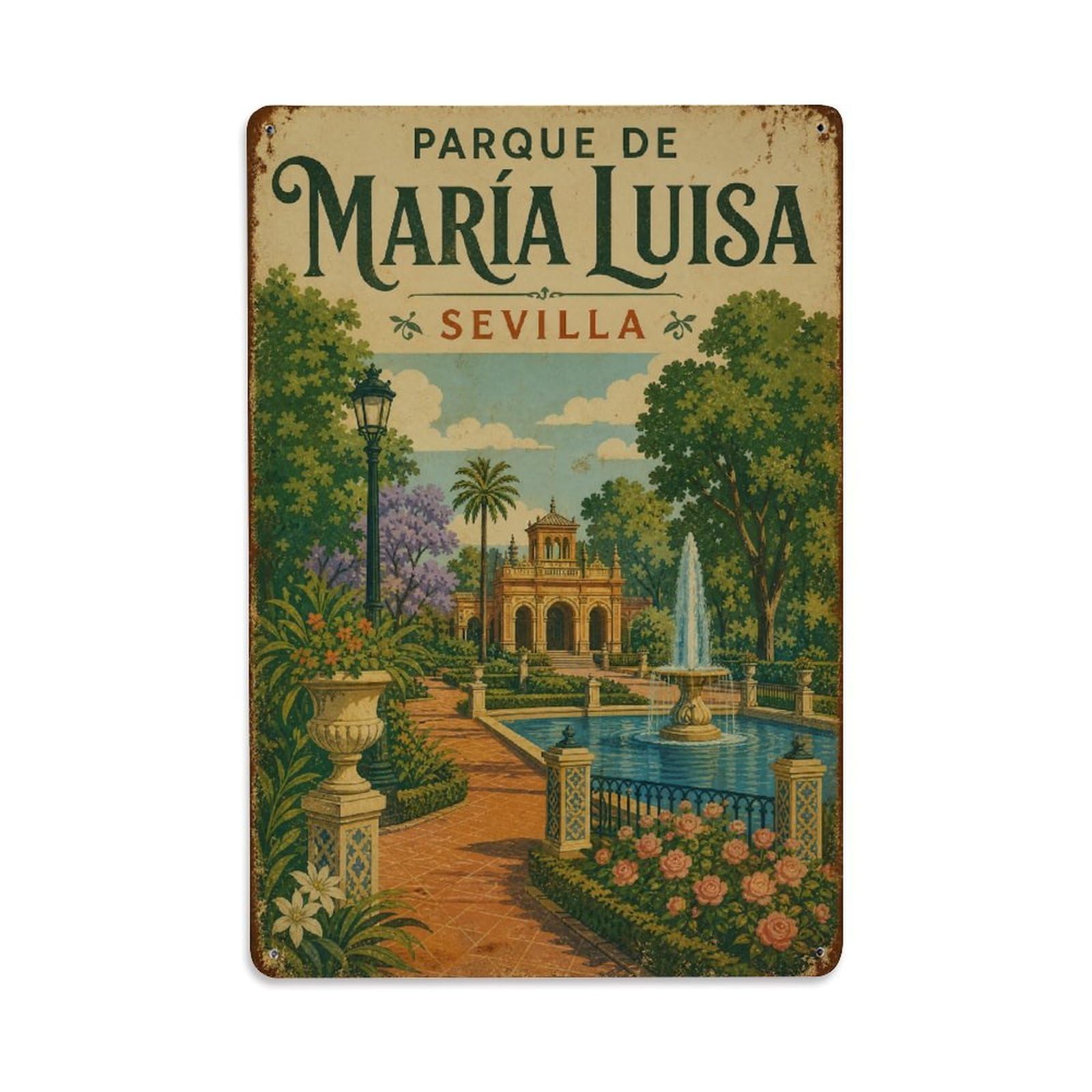 Metal Tin Sign Seville Spain Vintage Travel