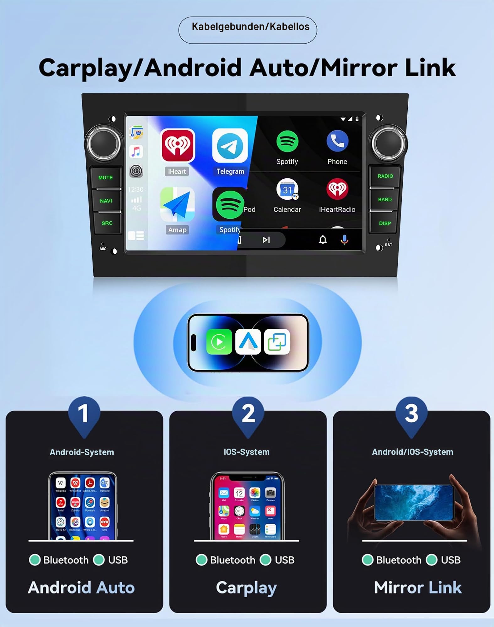 SIXWIN Autoradio für Opel Corsa d/Astra h/Zafira b/Meriva mit CarPlay/Android Auto/Mirror Link,7 Zoll IPS Opel Bildschirm mit Bluetooth FM/AM/RDS EQ Lenkradsteuerung+Rückfahrkamera