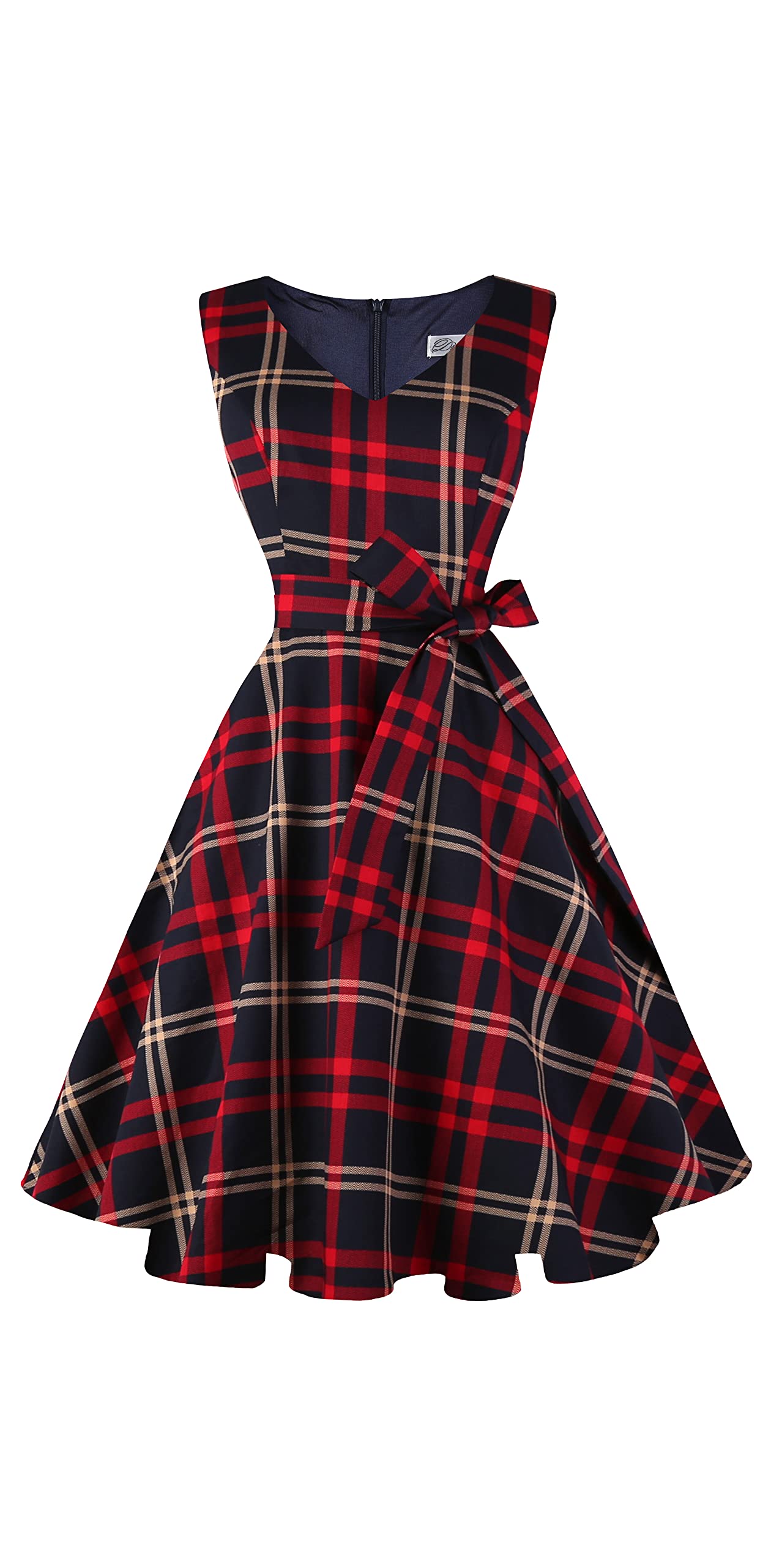 Dressever Womens 50s 60s Vintage Sleeveless Cocktail Party Dress with Pockets