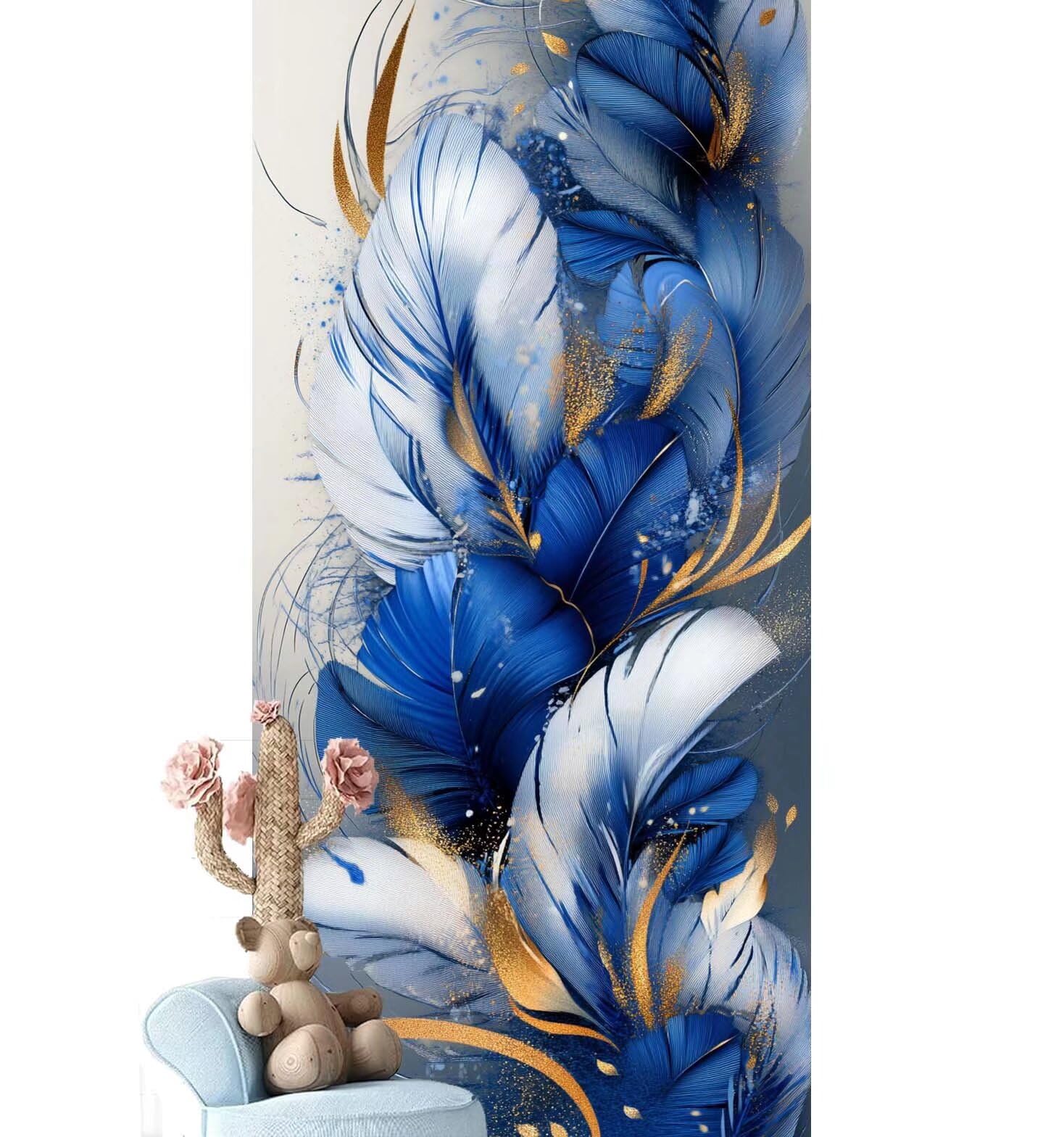 Dipingere con i Numeri per Adulti Bambini, Paint by Numbers con Pennelli Pittura a Pigmento Acrilico, Fai Da Te pittura di Numeri Kit Decora la casa Regalo (Senza Cornice)- Blu,Fiore 90x260cm V-992