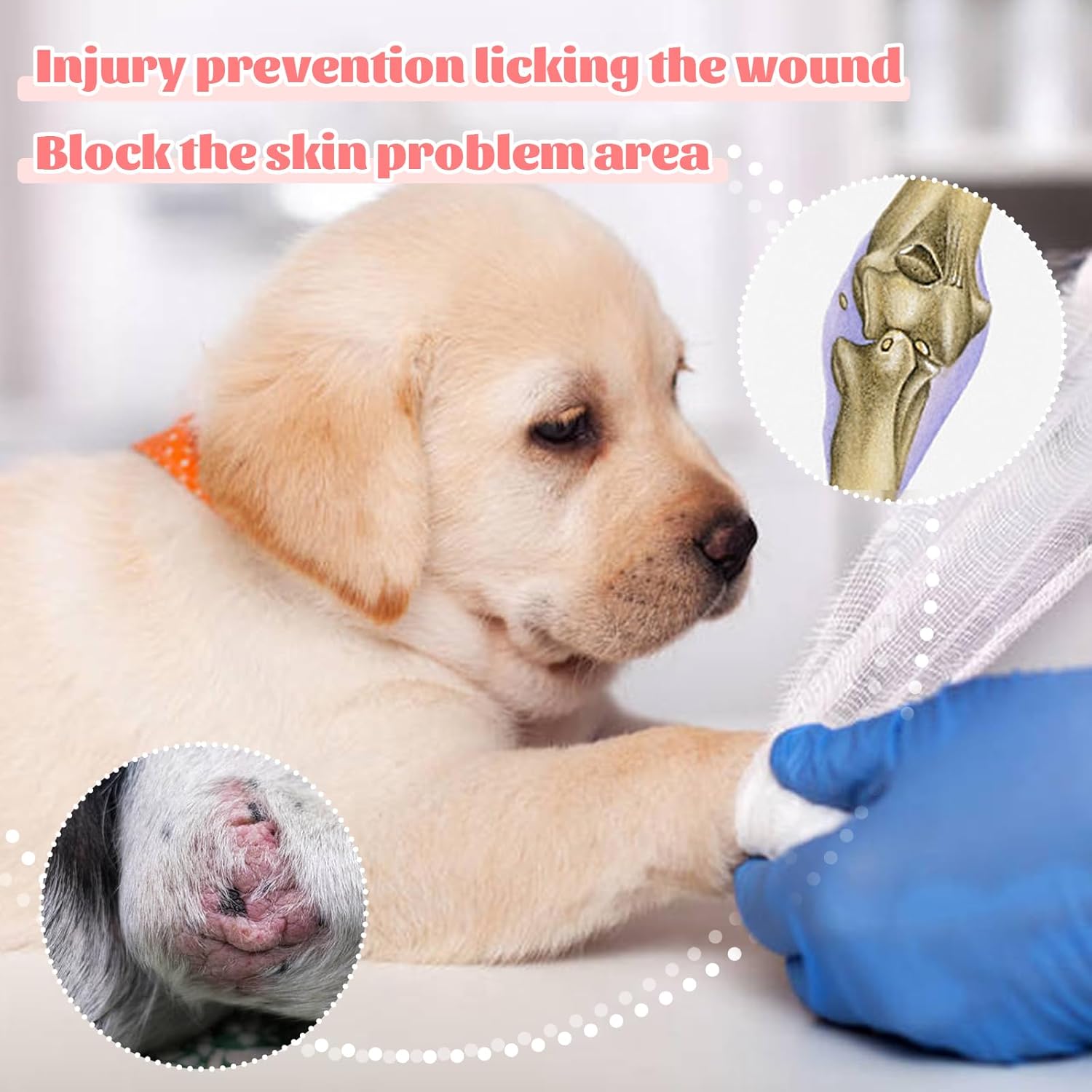 ROZKITCH Dog Leg Sleeve for Front Right Left Leg, Pet Prevent Licking Wound Elbow Knee Protector, Dog Recovery Suit Cone Collar Alternative for Sprain ACL CCL Arthritis Joint Care Rabbit 2XL