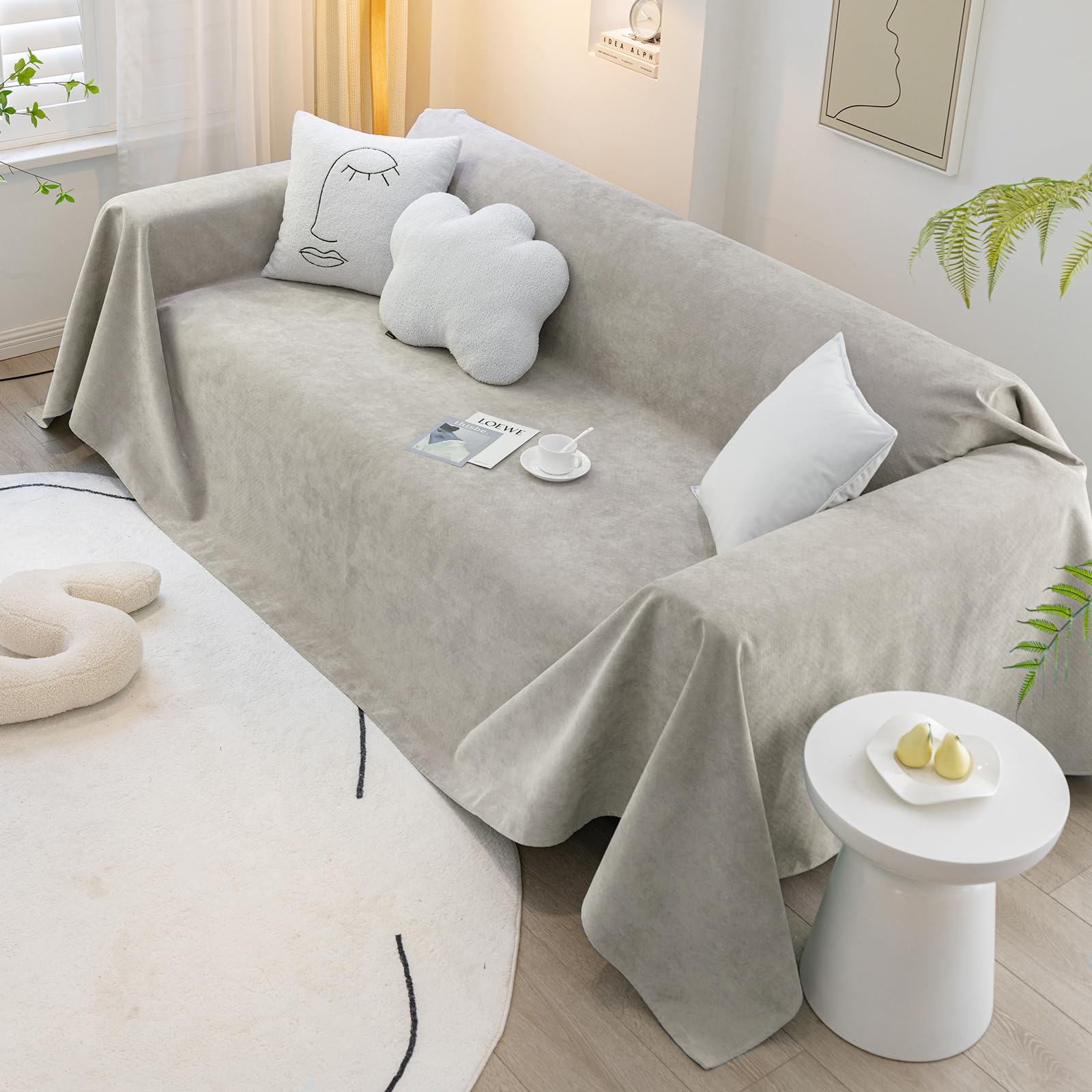 jianyana Sofa überzug Sofaüberwurf Weich Strapazierfähig Wendbar Chenille Universal Couch überzug mit Modernes Karomuster Möbelschutz für 1 2 3 4 Sitzer Sofa Zweisitzer L-förmige Ecke Futon Sofas