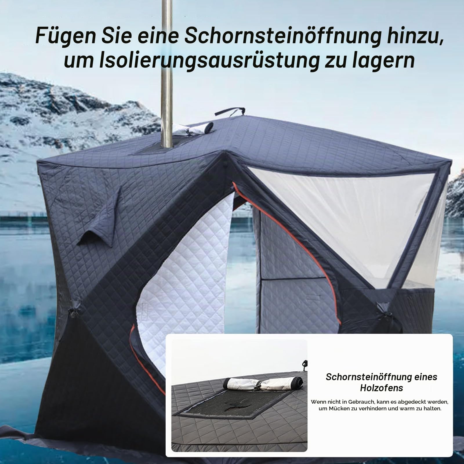 Outdoor-Sauna, 1,80m x 1,80m x 2,10m Tragbares isoliertes Saunazelt, Schnee- Winddicht mit Kaminloch für Garten und Eisfischen