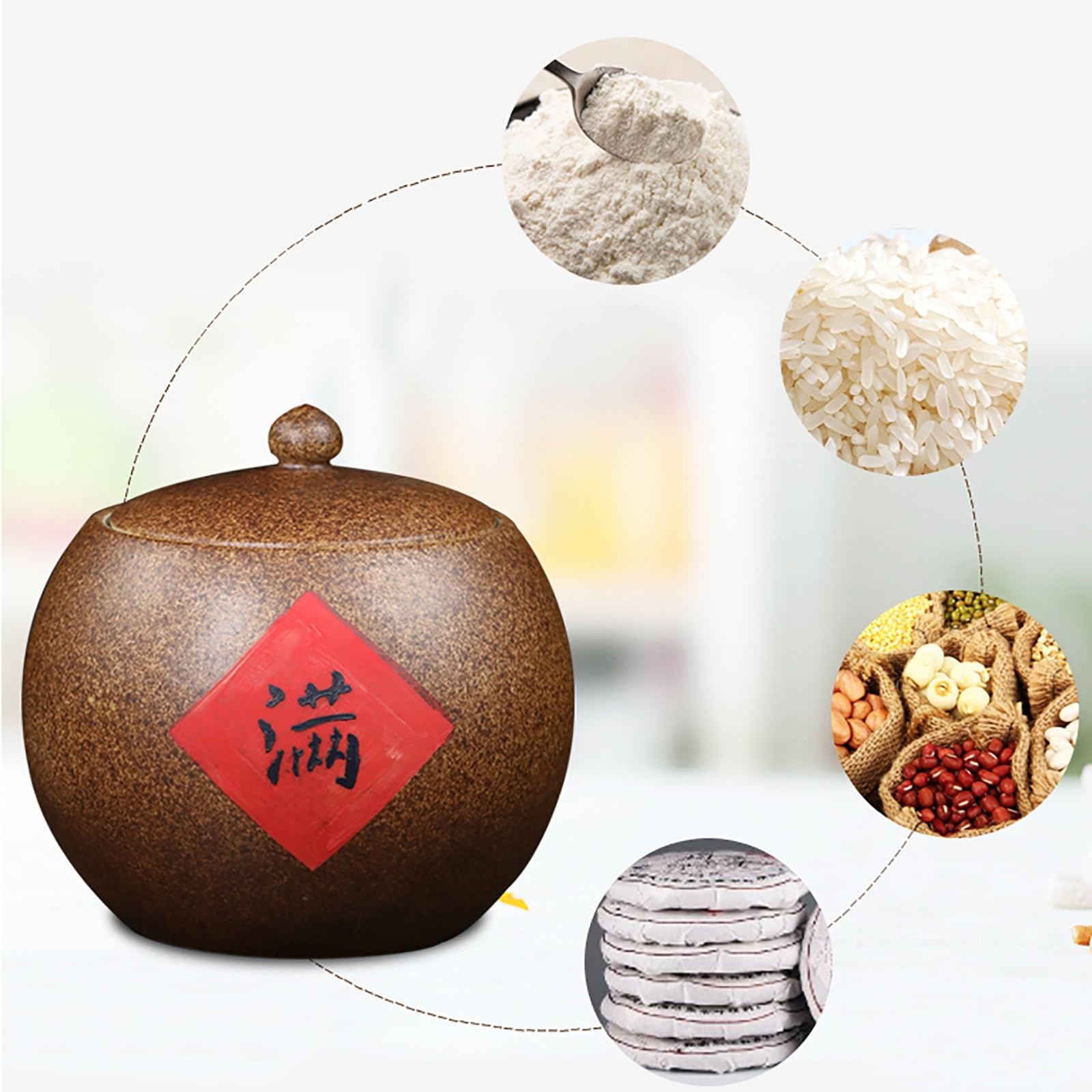 Contenitore Per La Conservazione Del Riso Ceramica Secchio Per Riso Sigillato Barattolo Sigillato Cucina Con Coperchio Distributore Di Cereali 10Kg Contenitore Per La Conservazione Del Riso Coperchio(