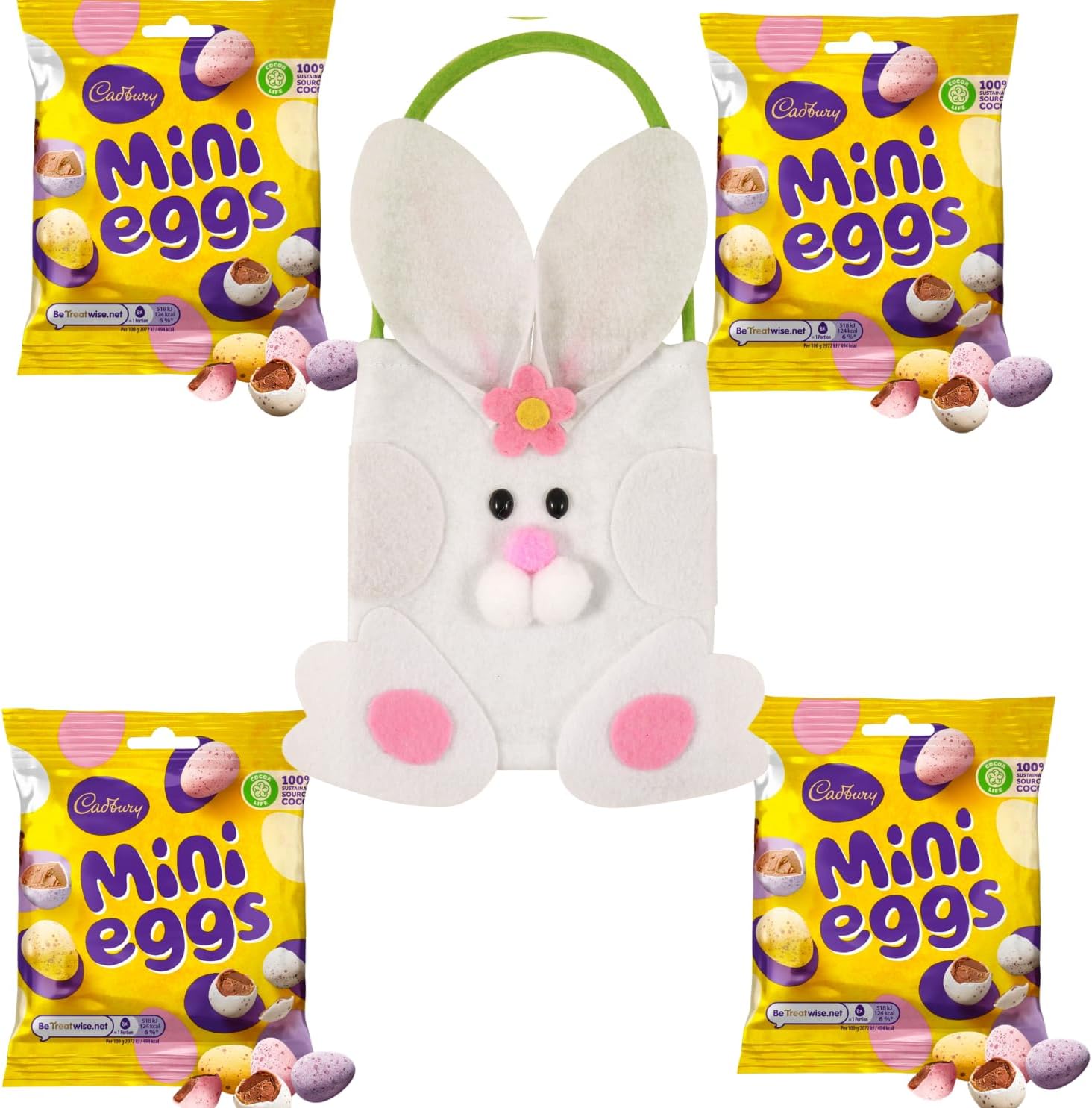4x Cadburys Mini Eggs 1x Easter Egg Hunt Bags Bunny Cadburys Easter