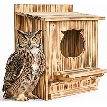 Owl Nesting Box for Outside 14.2127.5 Inch Screech Owl House Bird House | Owl-Shaped Entrance, Wooden Bird Box, Easy to Install, Ideal For Backyard Birding & Wildlife