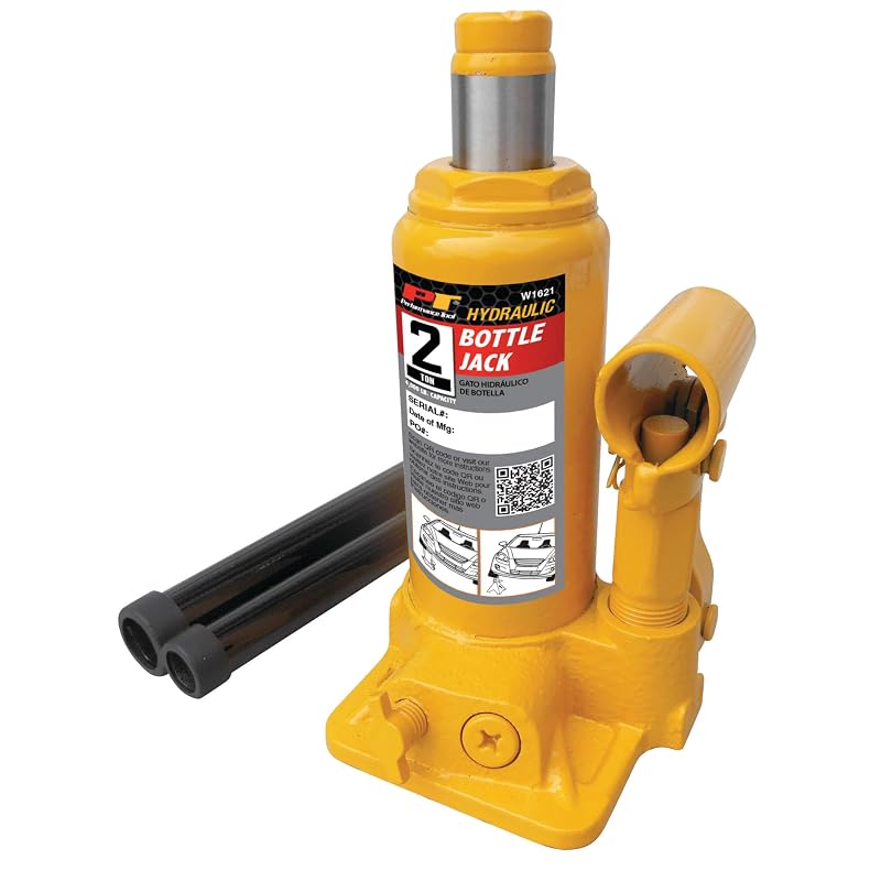 Macaco Hidráulico Tipo Garrafa Performance Tool W1621, Capacidade de 2 Toneladas, Altura Regulável