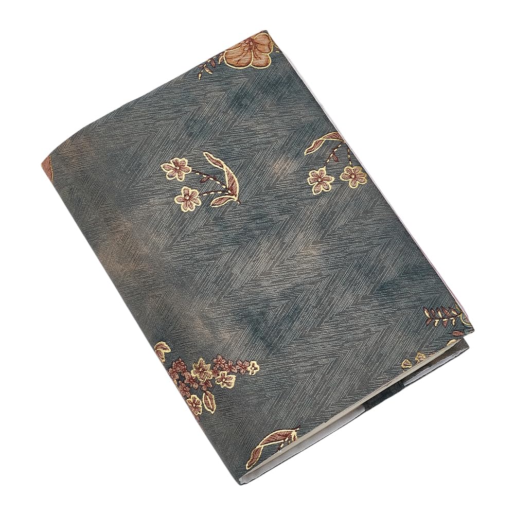FINGERINSPIRE Fabric Book Cover Protector Adjustable Hot Stamping Book Sleeve Cover Gray Washable Flower Pattern Cloth Books Protector Fit for A6 Size Paperbacks Journals Book Novels