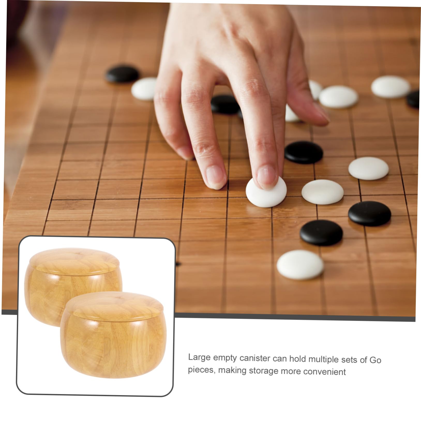 HOOTNEE Solid Jar Chess Pieces Holder for Go Chess Storage Container for Board Game Pieces