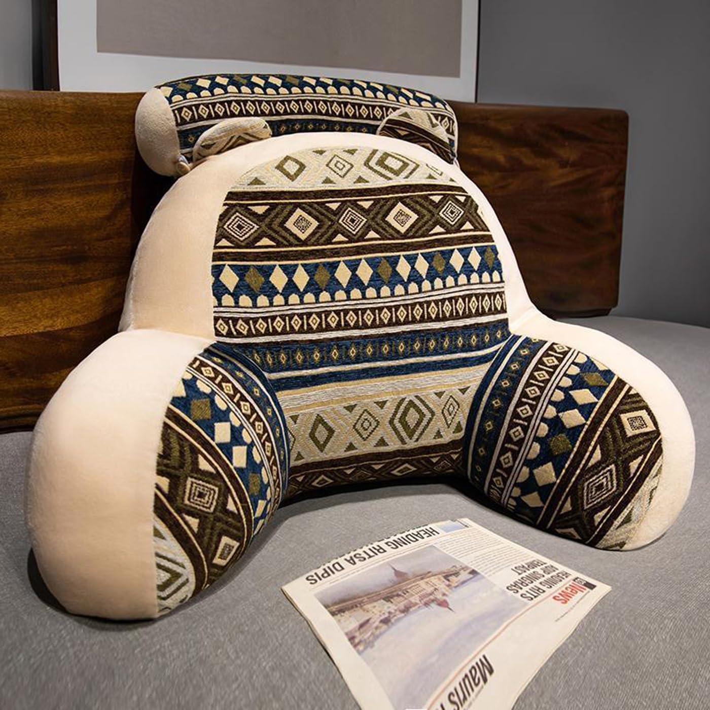 Coussin de lecture ergonomique avec soutien du cou et dossier lombaire détachable