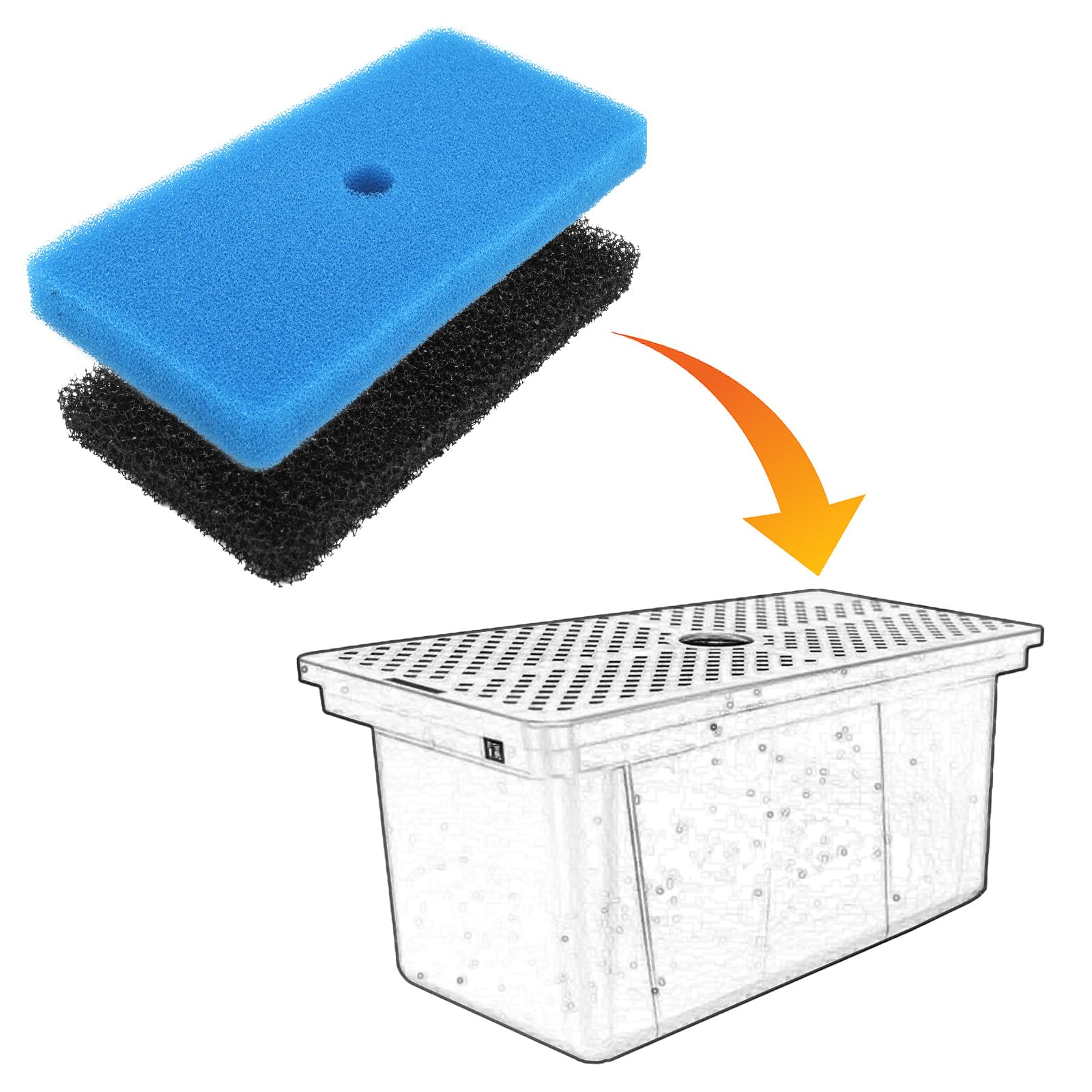 Tinoaly 2 Pz Tamponi Filtro Laghetto, Grana Grossa e Fine Tamponi Filtro in Spugna per Laghetti Esterni Compatibili con i Box 52231 e 52229 per Acquari Fontane Cascate