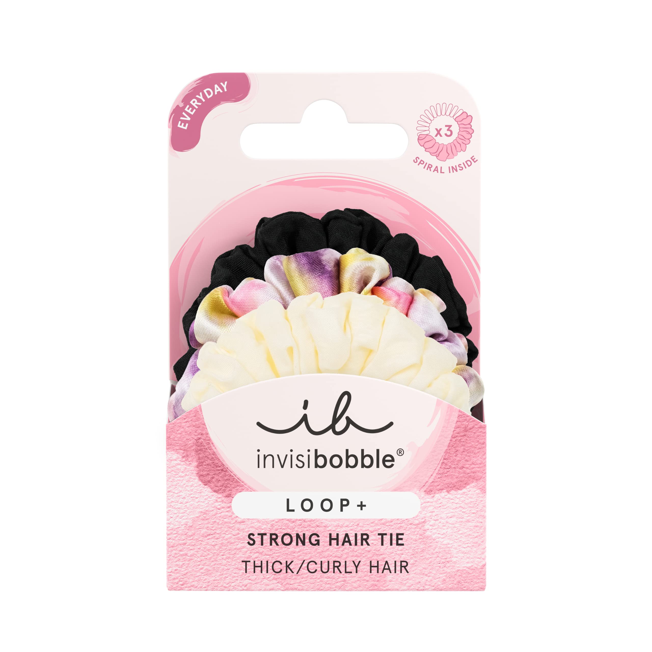 invisibobbleLOOP+ Be Strong Hair Ties - Designed for Thick, Curly, Textured Hair - Strong Hold Ponytail and Updo Accessory From Day to Night - Less Damage, Less Marks