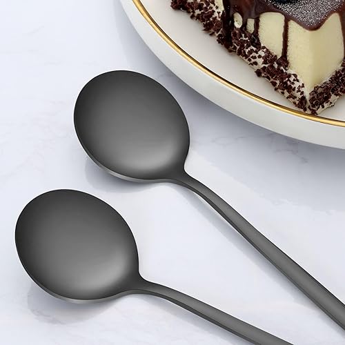 Miniatura 3 de Pleafind 36 cucharas de cena color negro mate, cucharas de 8.3 pulgadas, cuchara de acero inoxidable, cucharas de cubiertos, cuchara grande de