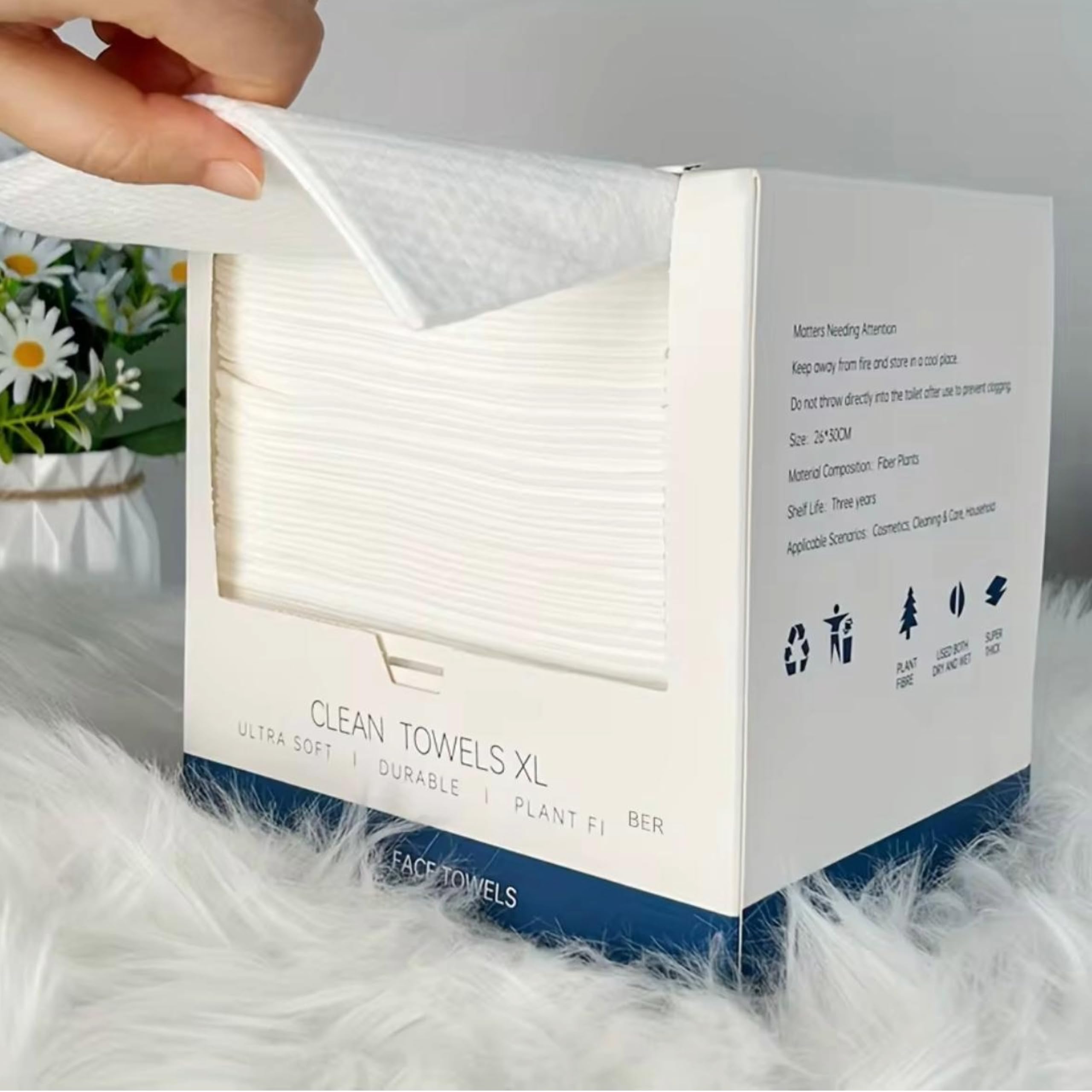 Disposable Face Towel 10” x 12” Ultra-Soft and Highly Absorbent Disposable Tissues for Everyday Comfort and Freshness