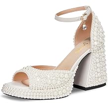 Womens open toe pearl high-heeled sandals