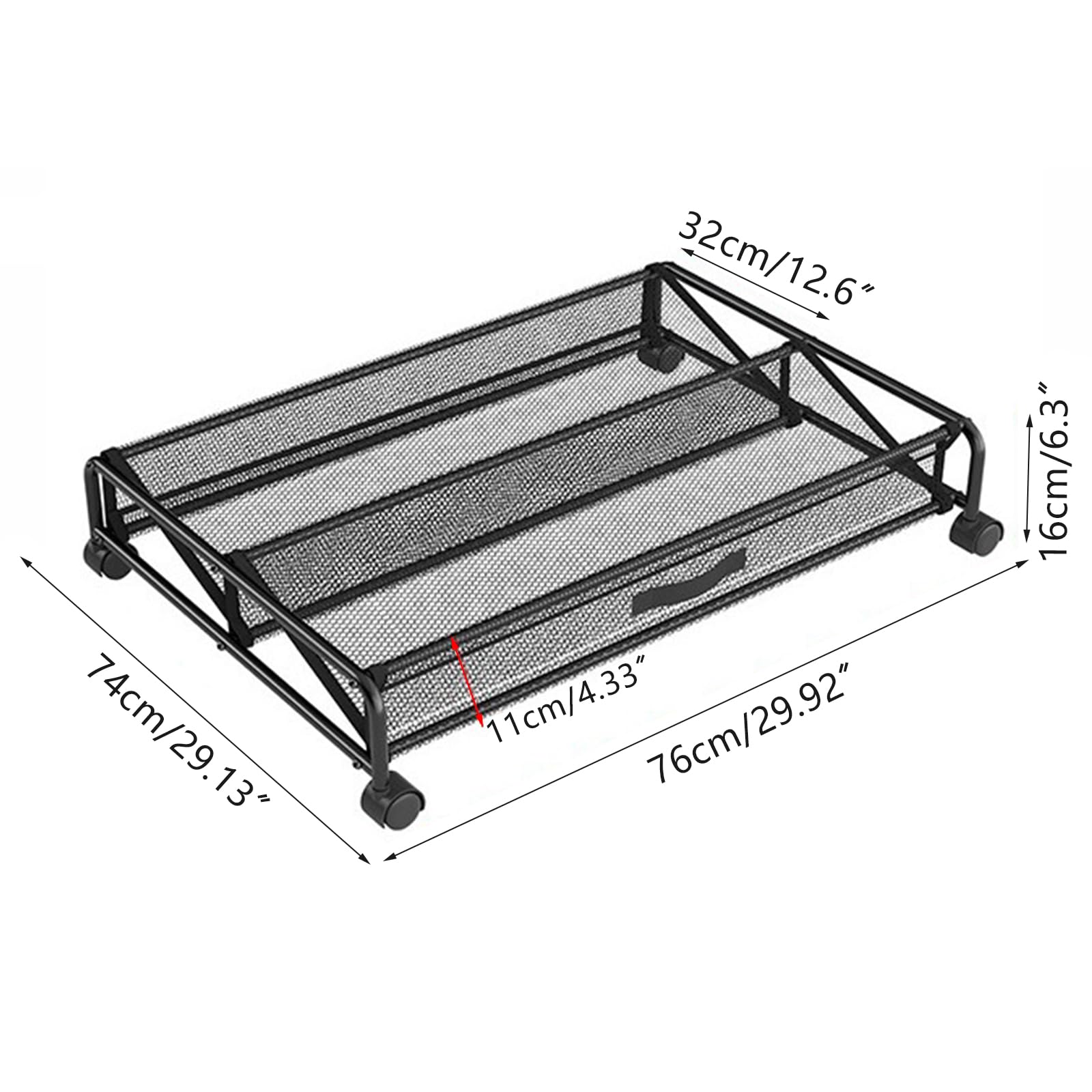 Cómoda de debajo de la cama con ruedas, 89 l, para debajo de la cama, para zapatos, marco de metal, almacenamiento de zapatos debajo de la cama con ruedas para ropa, zapatos, juguetes, libros