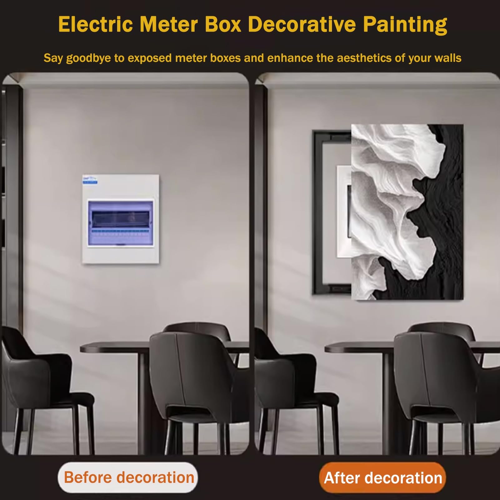 Vertical tapa cuadro electrico decorativo push-pull | Medidor eléctrico pintura decorativa montada en la pared, cubierta para caja de fusibles(Left E,19.7"x23.6"/50x60cm)