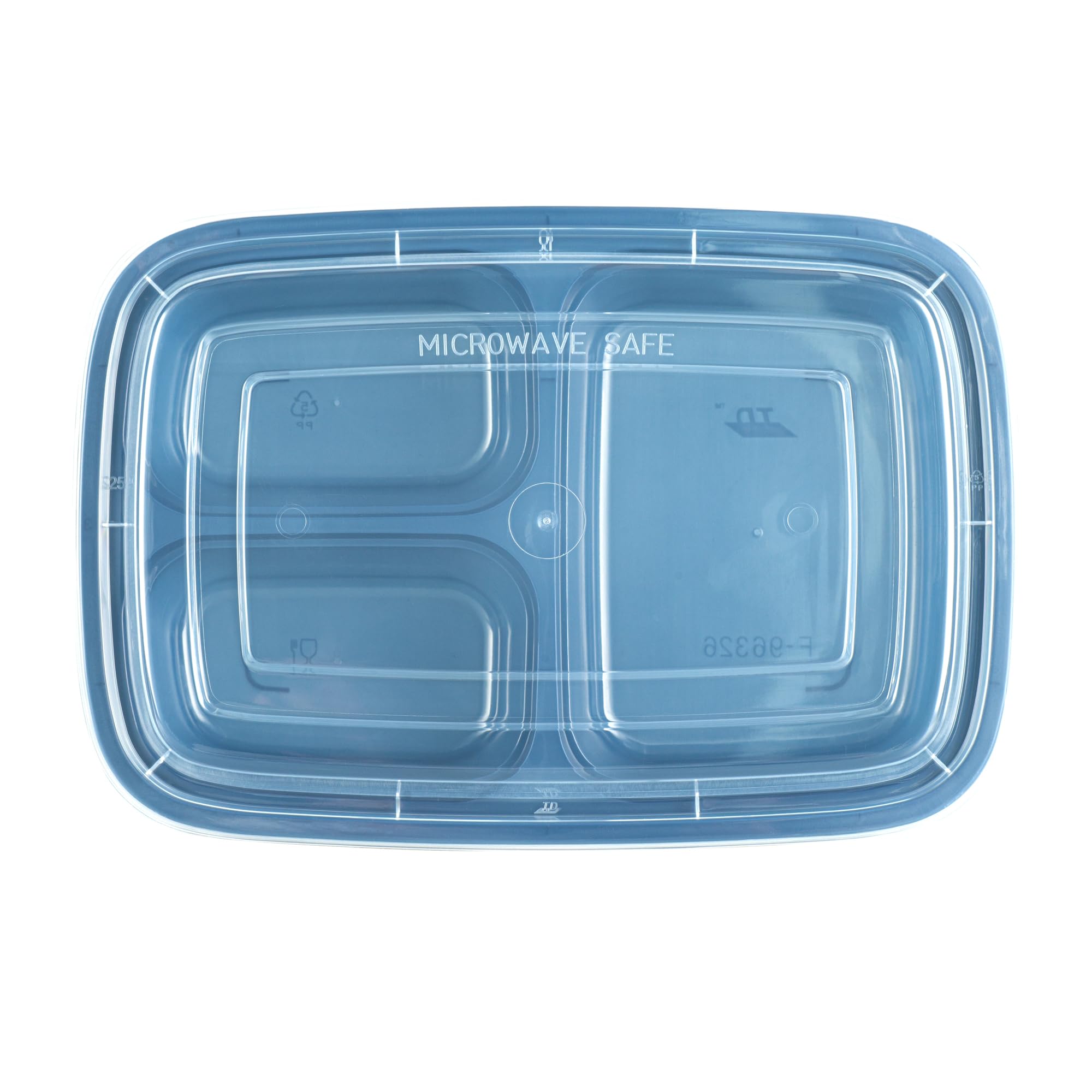 Restaurantware Asporto - Cajas para llevar con compartimentos de 26 onzas, 100 recipientes de preparación de comidas para microondas, 3 compartimentos, con tapas de plástico transparente, recipientes