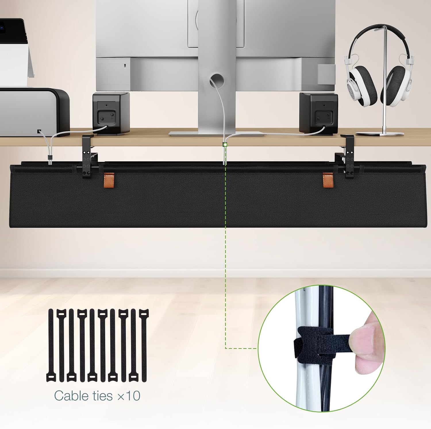 KEEGH Under Desk Cable Management Tray, 40 inch No Drill Cord Organizer