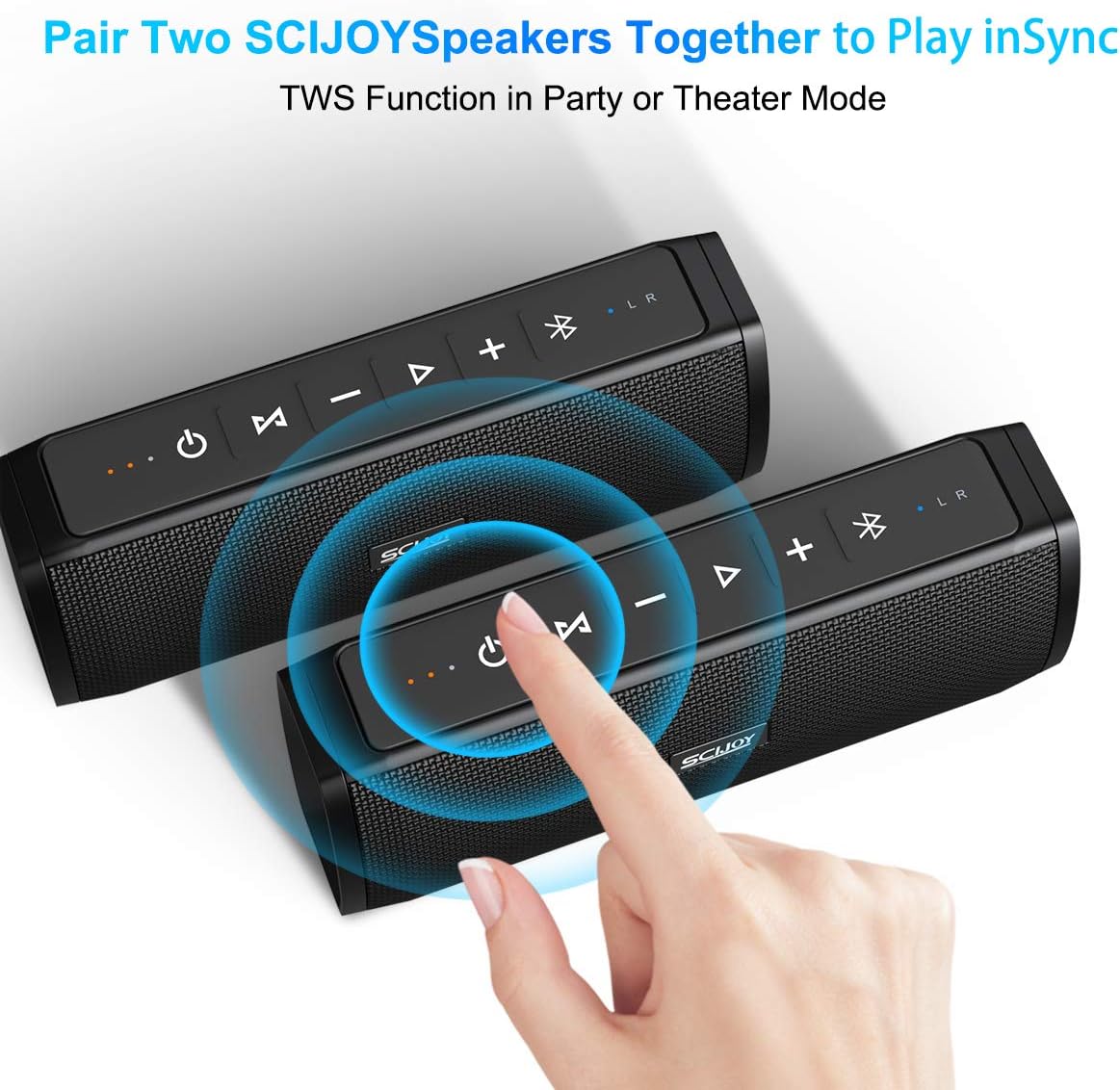 SCIJOY Bluetooth Speaker Top Controls