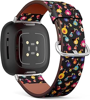 CJBROES Replacement Leather Watch Band, Compatible with Fitbit Versa 3 and Fitbit Sense of Wristband Bracelet Accessory - Cute Birds
