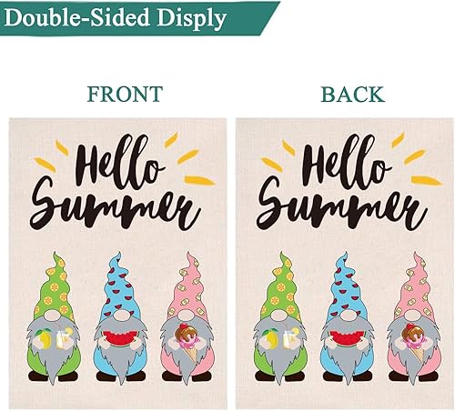 Miniatura 3 de CDLong Juego de 11 banderas de jardín de temporada de gnomos, bandera vertical de doble cara de 12.5 x 18 pulgadas, bandera rústica de bienvenida de