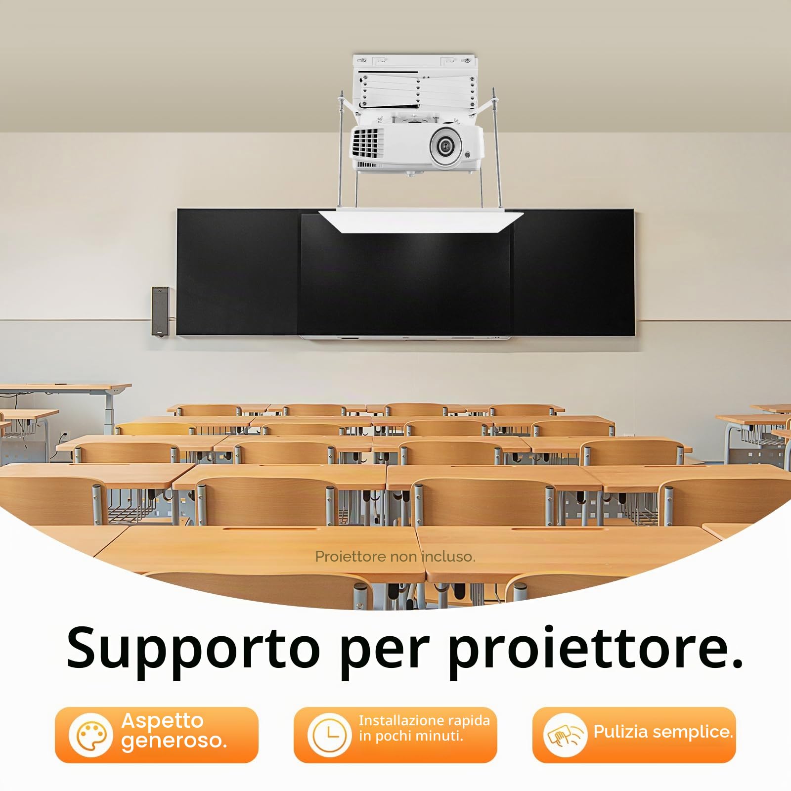 Supporto per Proiettore Motorizzato a Soffitto con Telecomando a Infrarossi - Sollevatore Elettrico a Forbice per Scuola