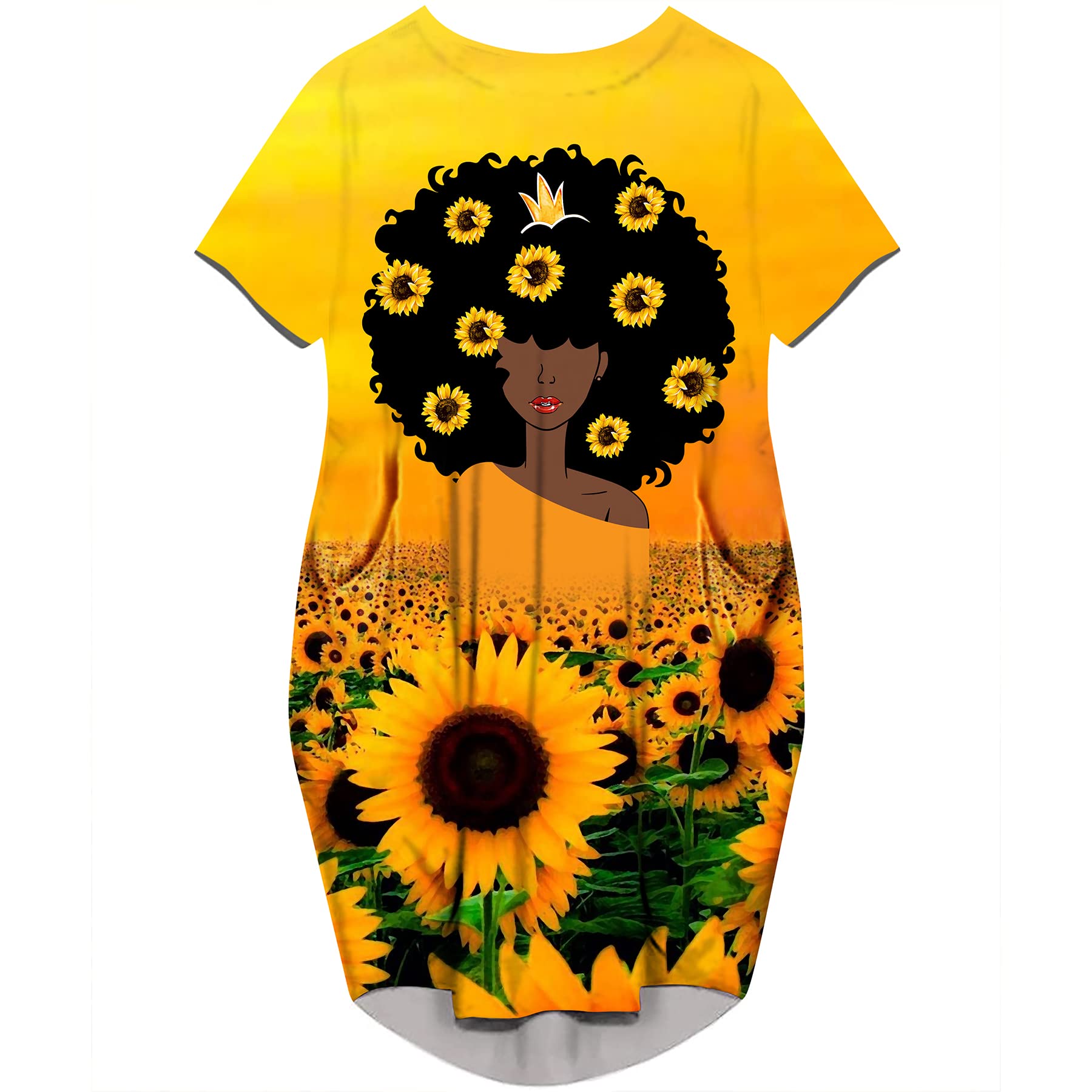 Fashion Women's African American Art Print Dress Casual Loose Dresses