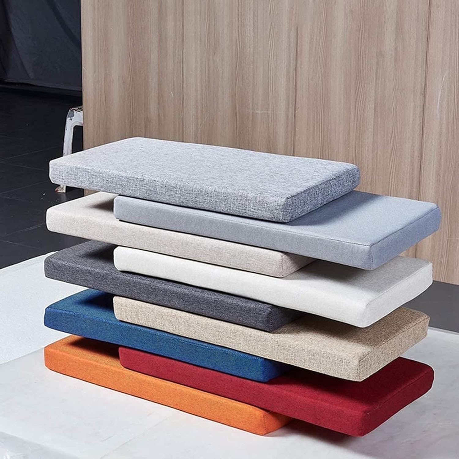 Cojín Grueso De Algodón para Banco para Jardín Cuadrado para Silla Asiento Suave para Taburete Grande Acolchado Cojin para Jardin Tamaño Personalizado Cojines Bancos(Gris Oscuro,45x145 cm)