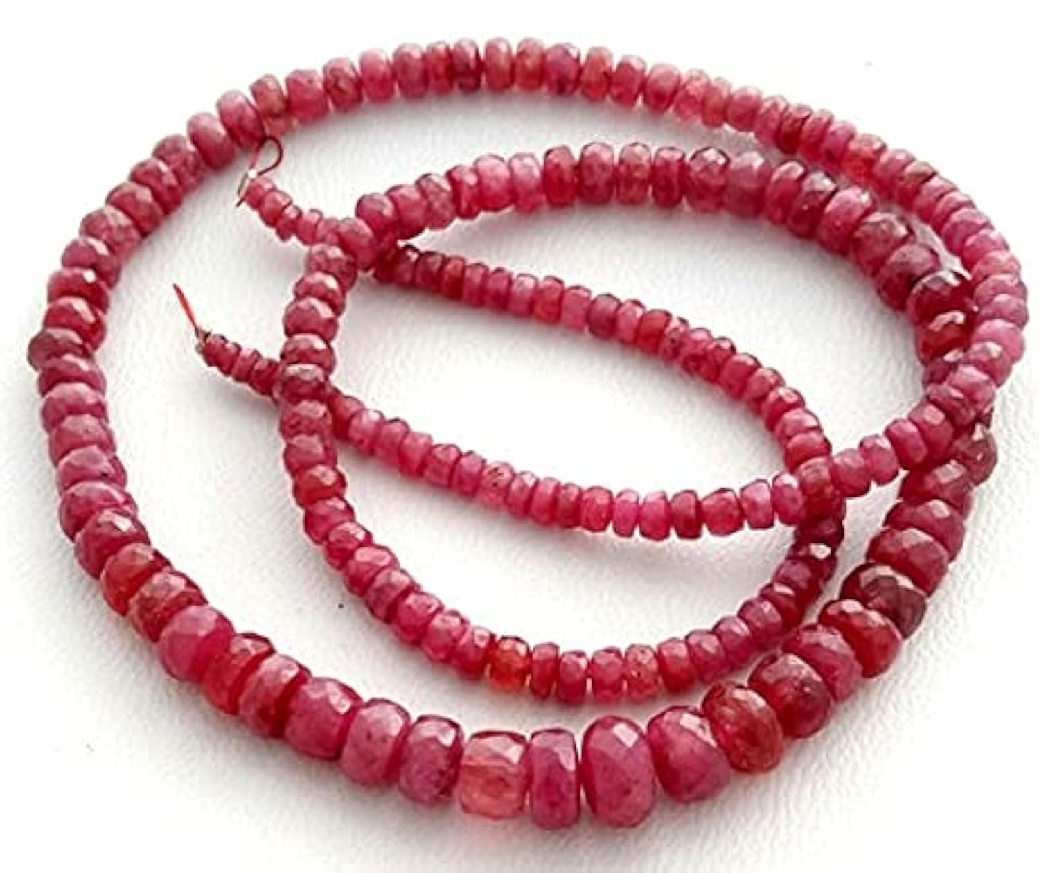 Rubis glass filled perles rondelles facettées 2-7 mm fil 17 pouces E1565