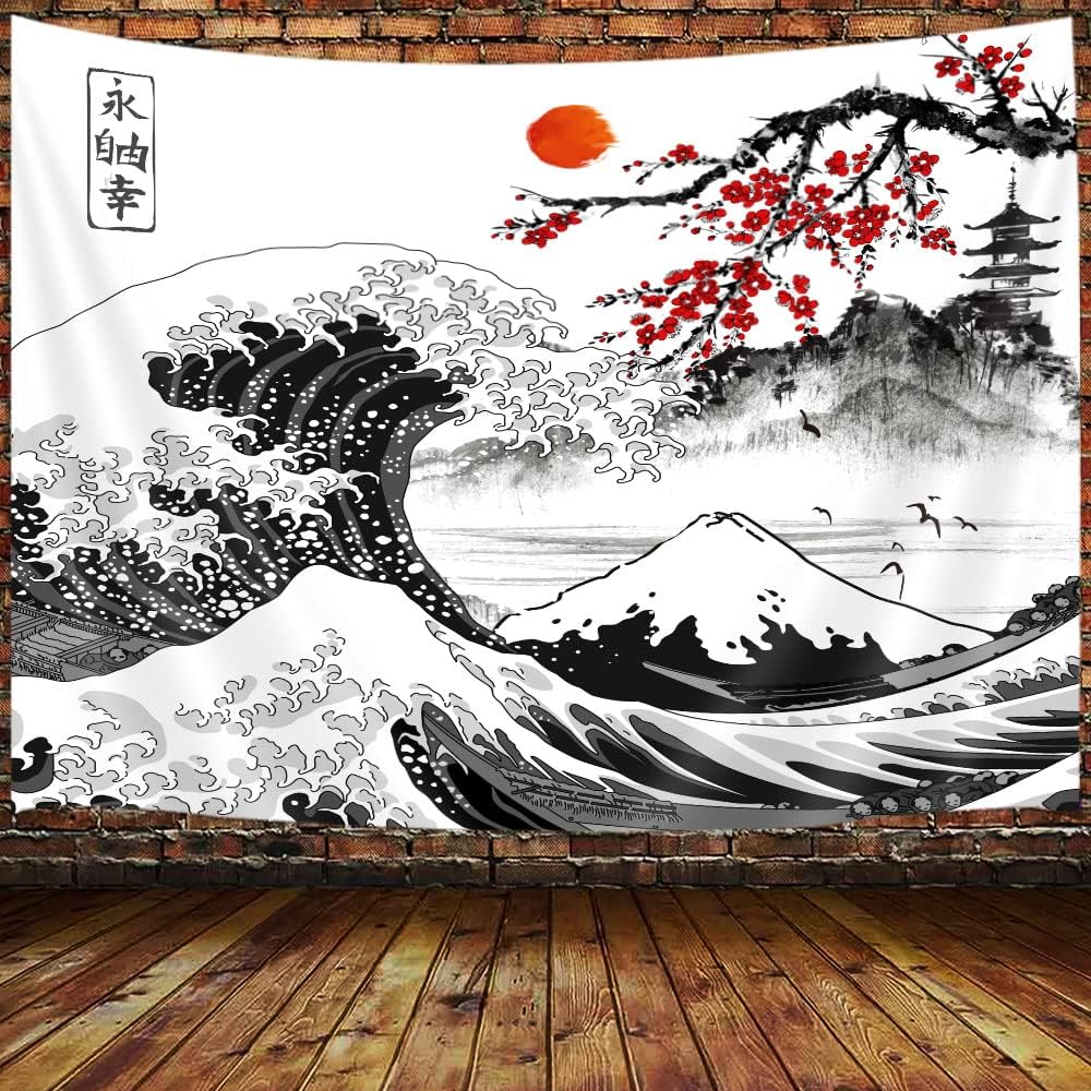 Japanese Tapestry, Cherry Blossom Tapestry for Bedroom