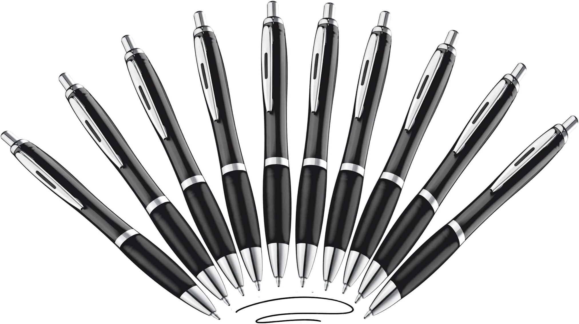 Libetui 10 Black Ergonomic Ballpoint Pens Black Ink Non Slip Grip Area Large Space Black Ballpoint Pen Kulis 10 Black