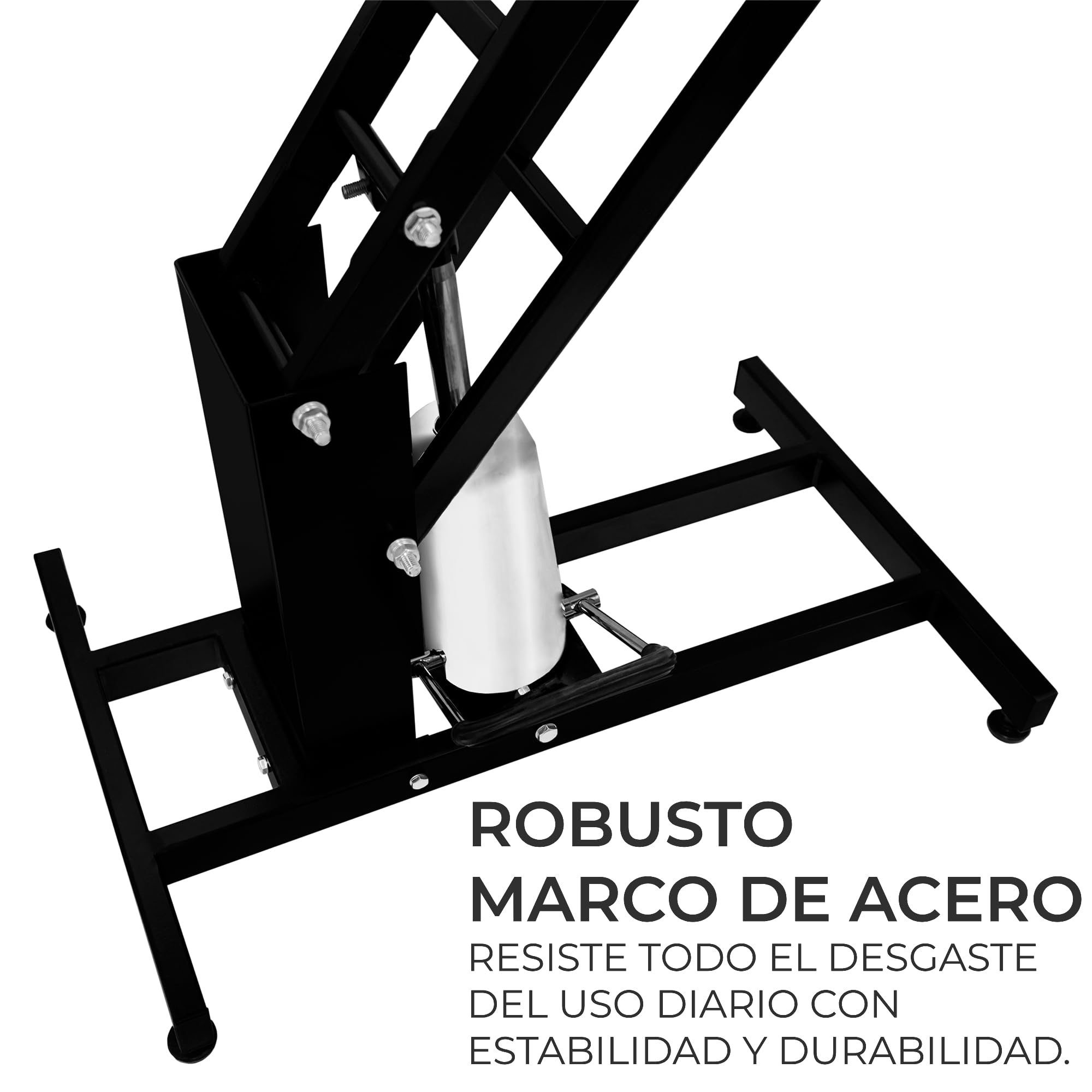 Mesa de Aseo Hidráulica Altura Ajustable Capacidad de 180kg Amplia Superficie de Goma 106cm x 61cm Resistente Estructura de Acero 4 Patas Estables Adaptables 3 Lazos para Sujeción [Negro]