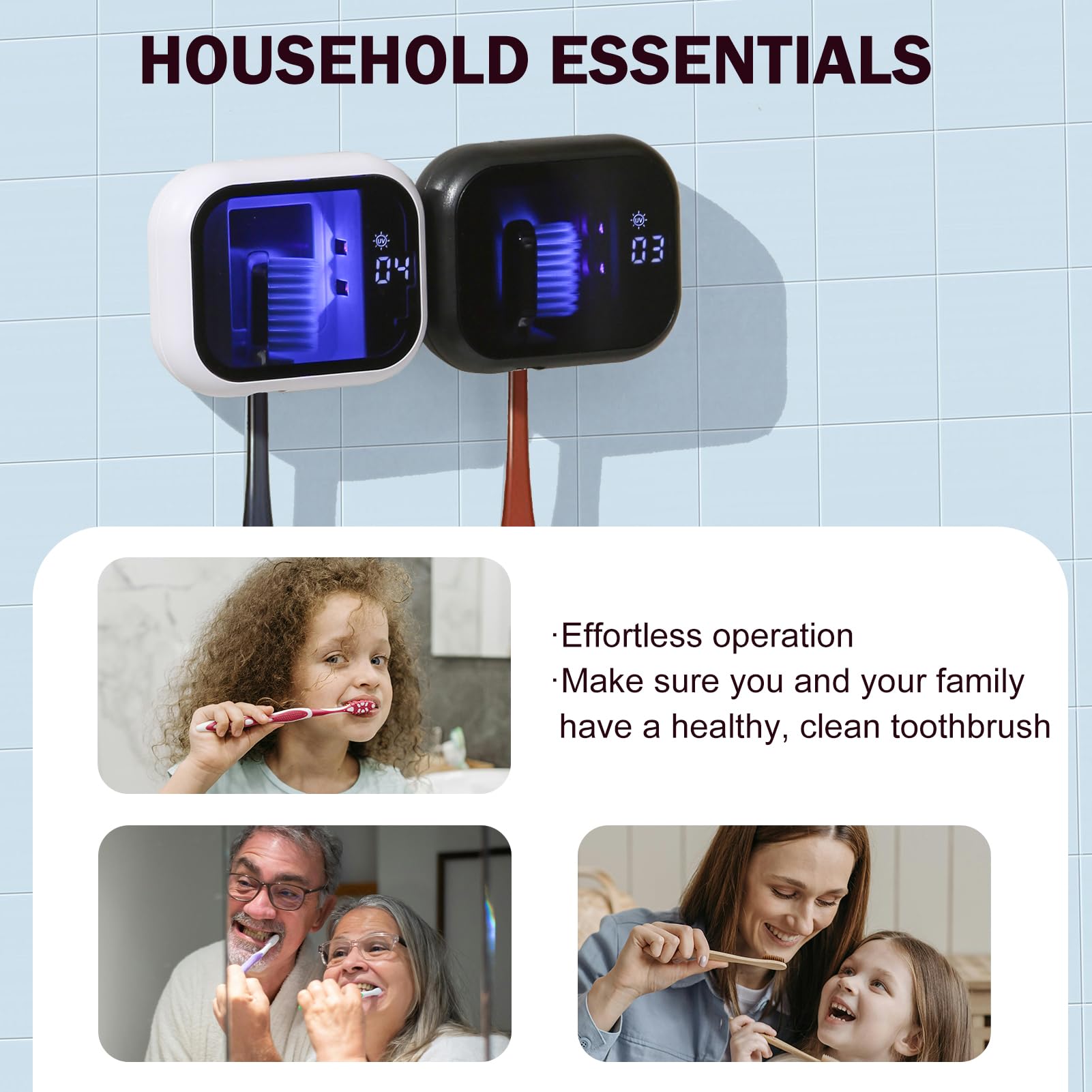 Limpiador de cepillos de dientes UV-C, funda de viaje portátil para cepillo de dientes manual/eléctrico, soporte magnético y funda recargable para cepillo de dientes de cualquier tamaño