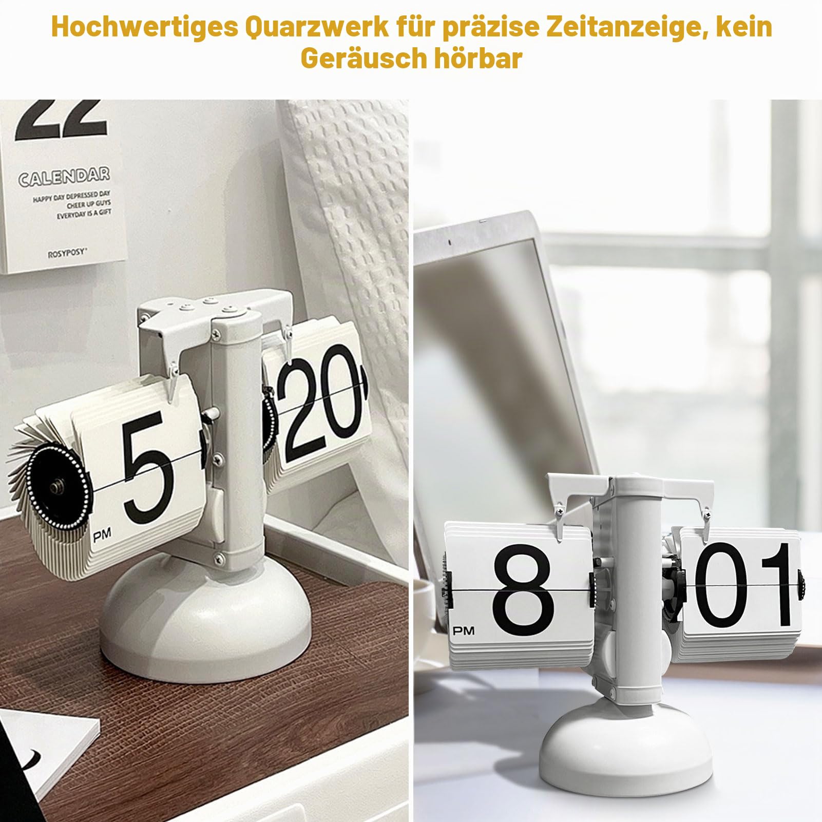 Flip Clock,Retro-Flip-Uhr,Vintage-Design, Retro-Stil Flip Desk Shelf Clock - Retro Uhr Klassische mechanische Digitalanzeige batteriebetrieben -Tischuhr Vintage Home 8x6,5x3 Zoll(schwarz)