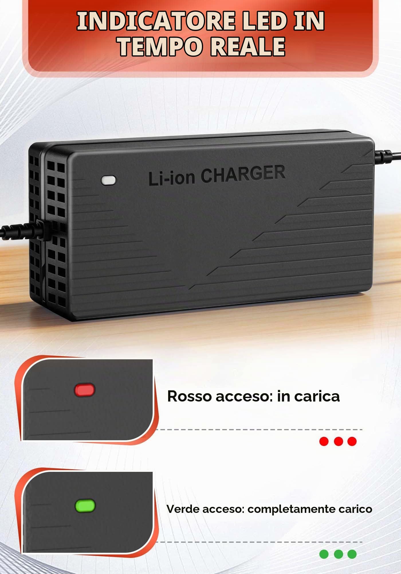 Caricabatterie al litio da 29,2V 10A per batteria LiFePO4 da 24V (25,6V),Caricabatterie AC-DC al Litio LiFePO4 24V per camper, impianti isolari, famiglie