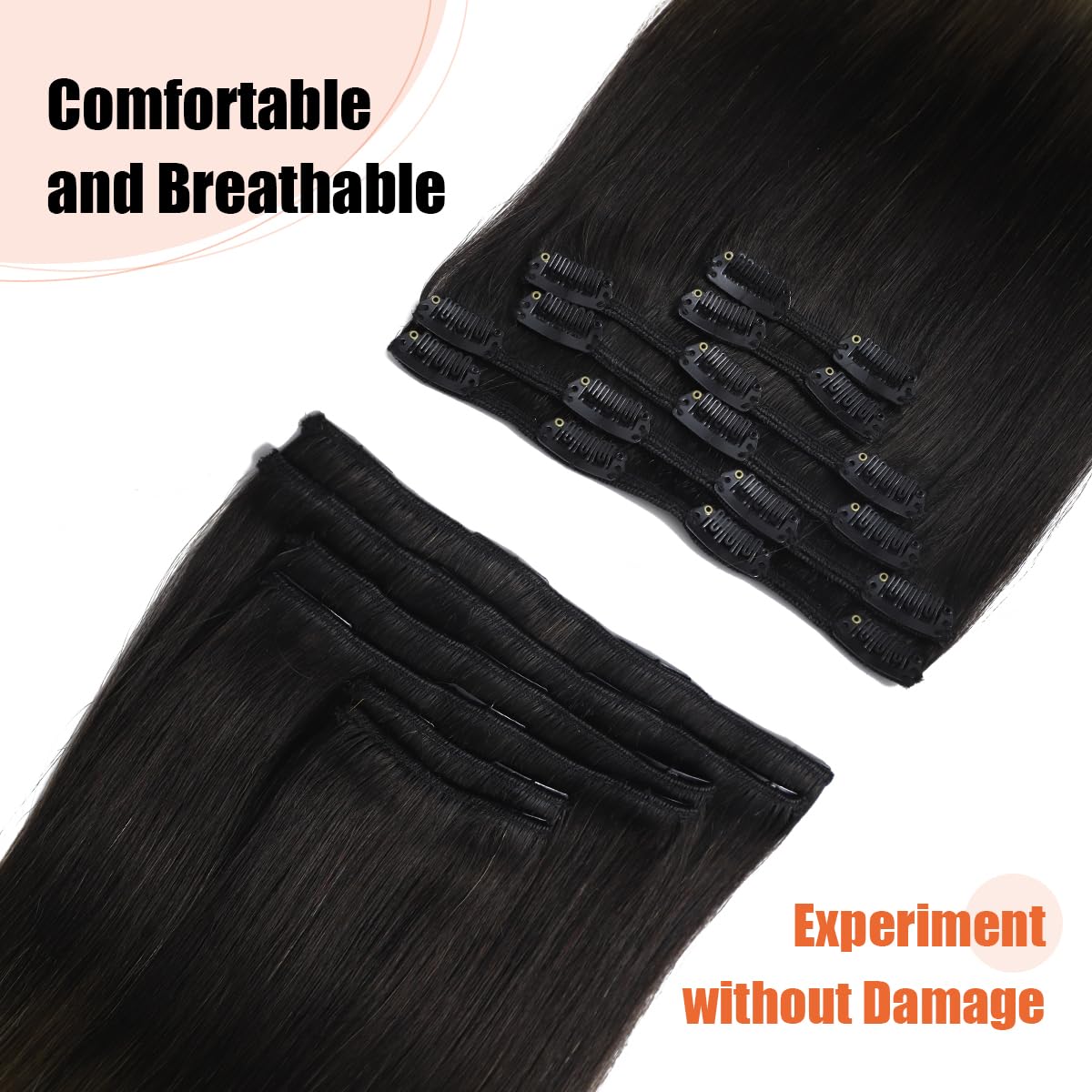 XDhair Extension Capelli Veri Clip 45cm 120g 6pcs Dal Nero al Castano Con Biondo Caramello Estensioni Dei Capelli Umani Reali (C#1B/4/27-18)