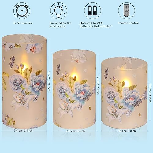 Miniatura 3 de Velas sin llama, velas LED con tema de amor, funcionan con pilas, con control remoto, peonía azul, mariposa, rosa, velas de cristal para Navidad,