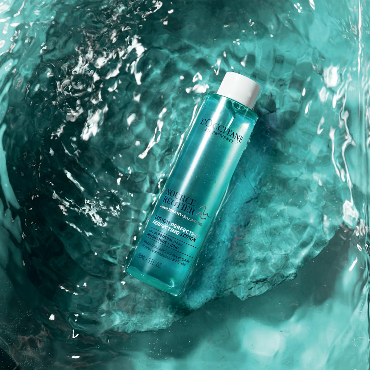 L'OCCITANE Source Reotier Perfecting Lotion: Balance & Tone Skin with Hyaluronic Acid, Remove Excess Sebum, 5 Fl. Oz