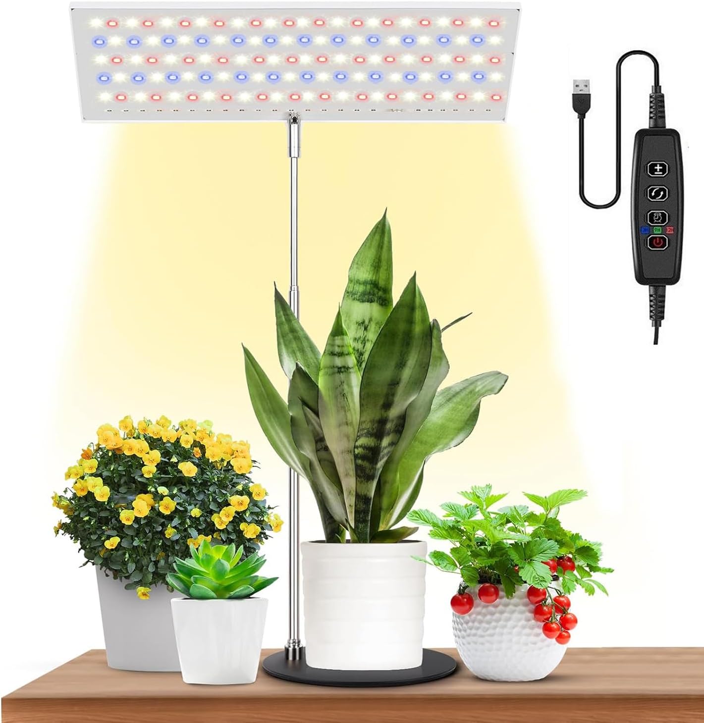 Grow Light, Full Spectrum LED Plant Light for Indoor Plants, Height Adjustable Growing Lamp with Auto On/Off Timer 3H/9H/12H, 10 Dimmable Brightness, Ideal for Home Desk Plant Lighting Upgraded Desk