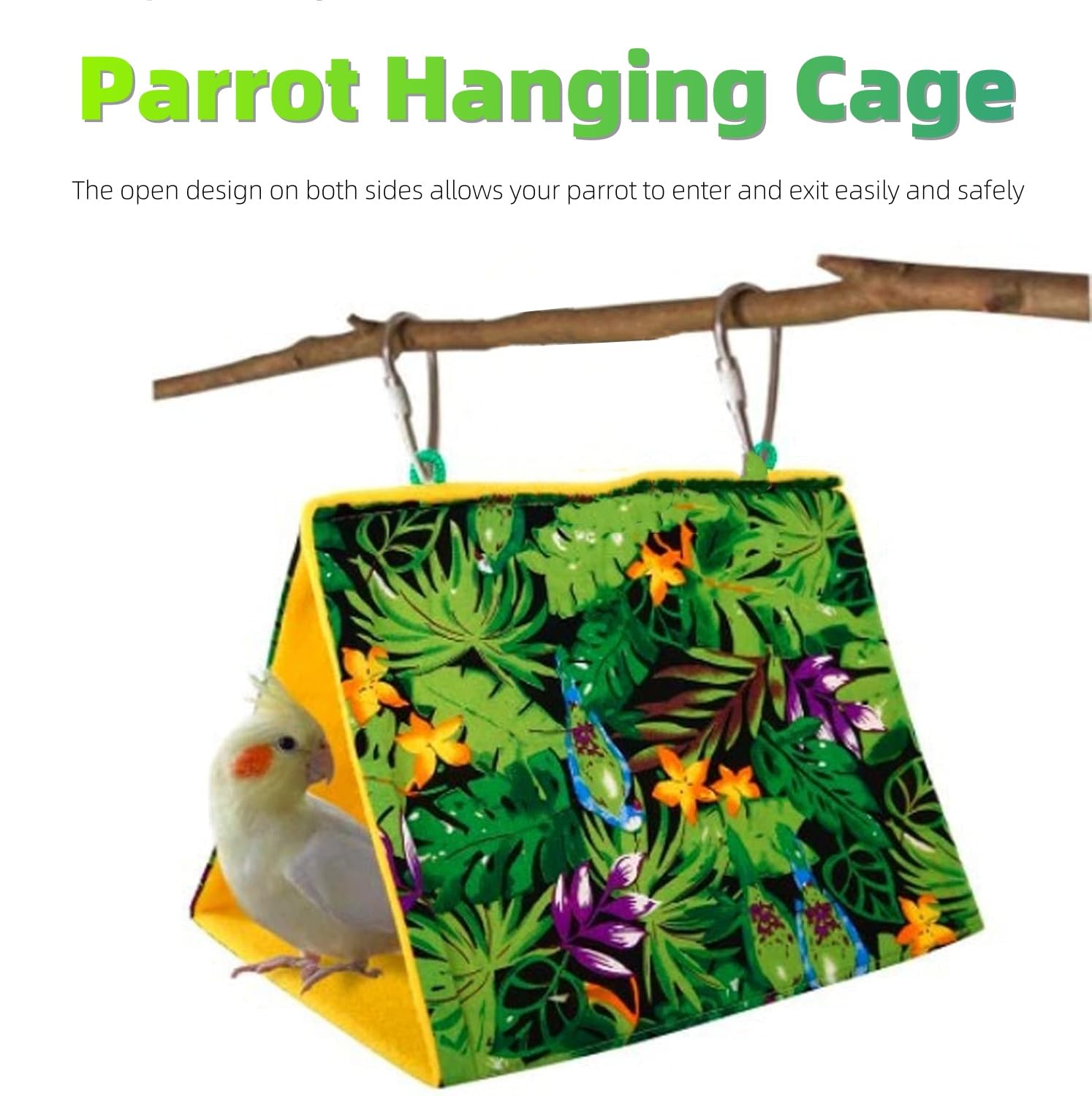 Kovcfon Parrot Hanging Cage Small Pet Warm Hanging Bed for Parakeets Myna Pigeon Tropical Rain Forest (Multicolour, L) - Image 2