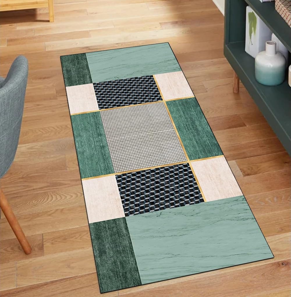 Alfombra atrapa la suciedad verde 70x200 de poliéster larga