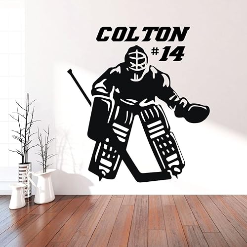 Hockey Goalie Wall Decal - Personalized Vinyl Decor For Teen, Boy's Bedroom or Playroom - Sports Decorations