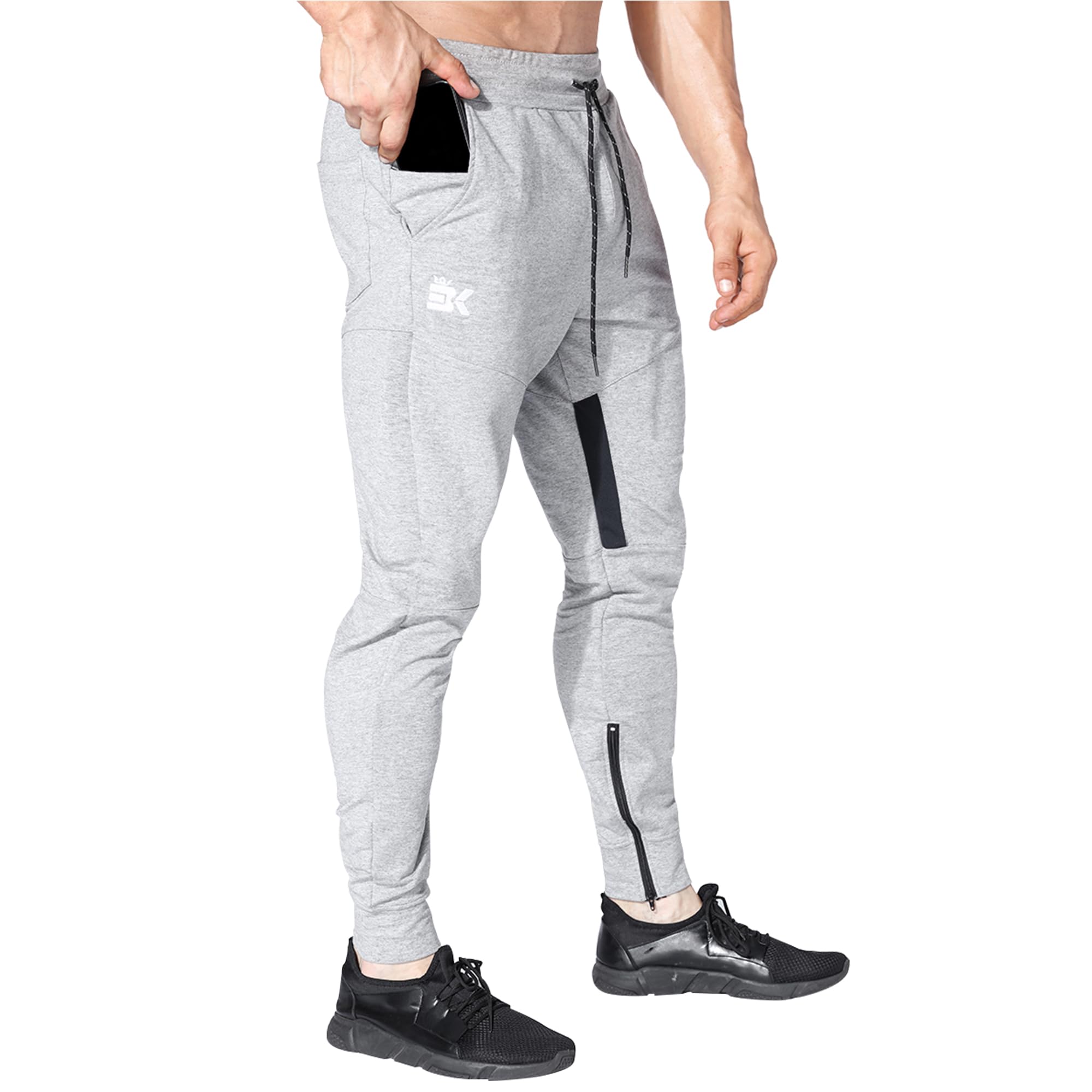 ZENWILL Pantalon Chandal Hombre Cremallera Bolsillos Pantalones Largos Gimnasio de Algodón Hombres Cómodo Deporte Entrenamiento Joggers