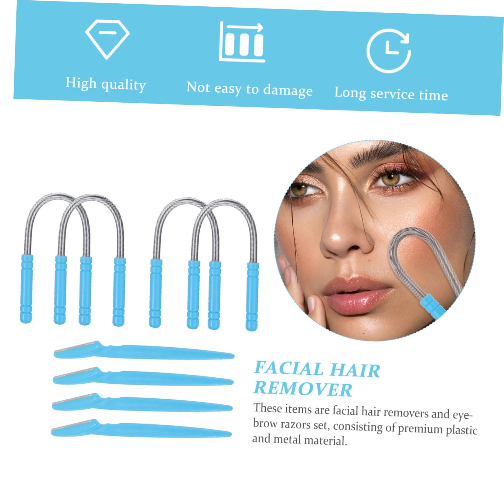 Didiseaon 2 Juegos Removedor De Vello Facial Maquinilla De Afeitar De Cejas Afeitadora De Cara Y Cejas Depilación De Cejas Tijeras De Aseo Herramientas De Pestañas Blue Abdominales 4 Uds * 2