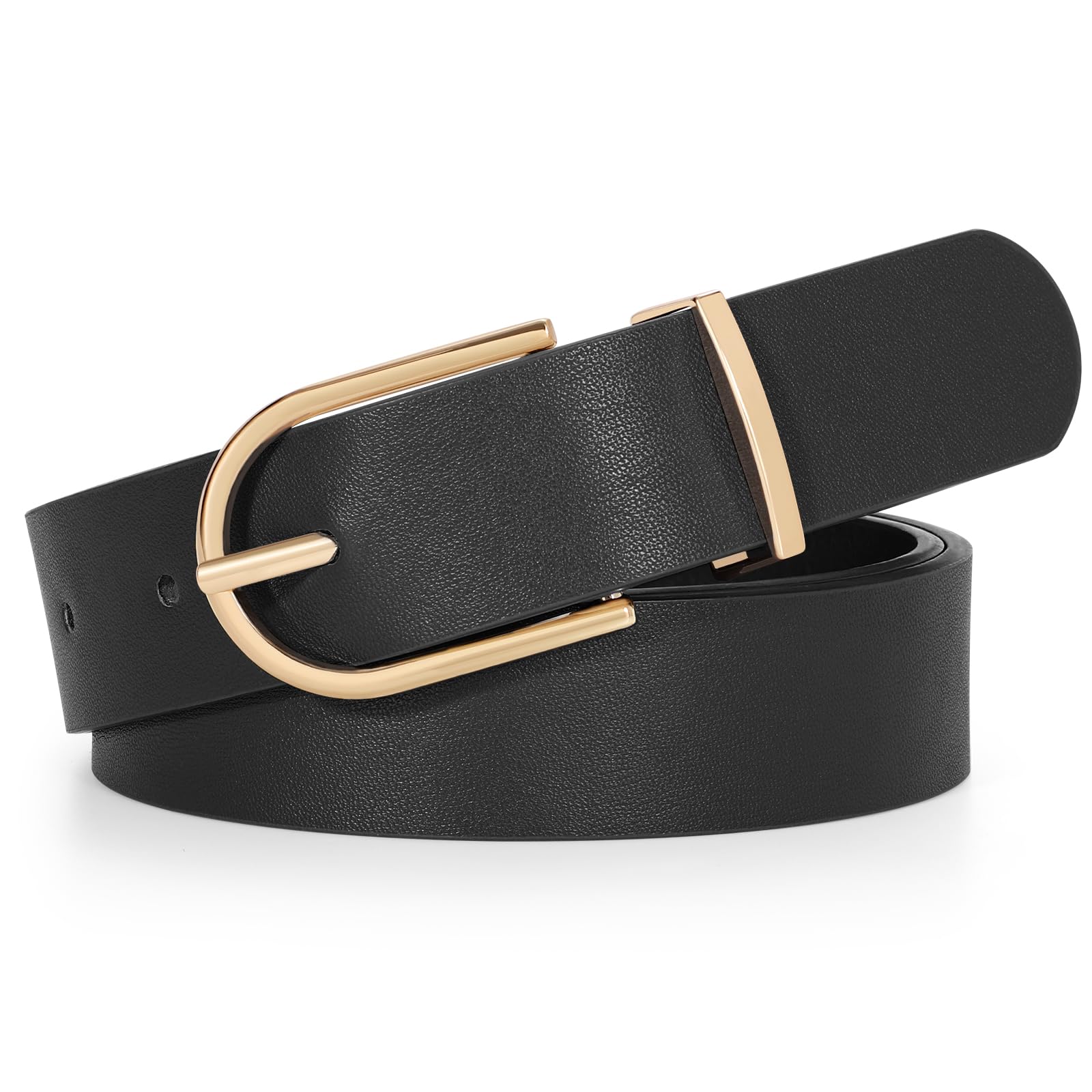 Faux Leather Belt with Gold Buckle for Jeans Pants JASGOOD Women Leather Belt for Jeans Pants Fashion Ladies  main image 3