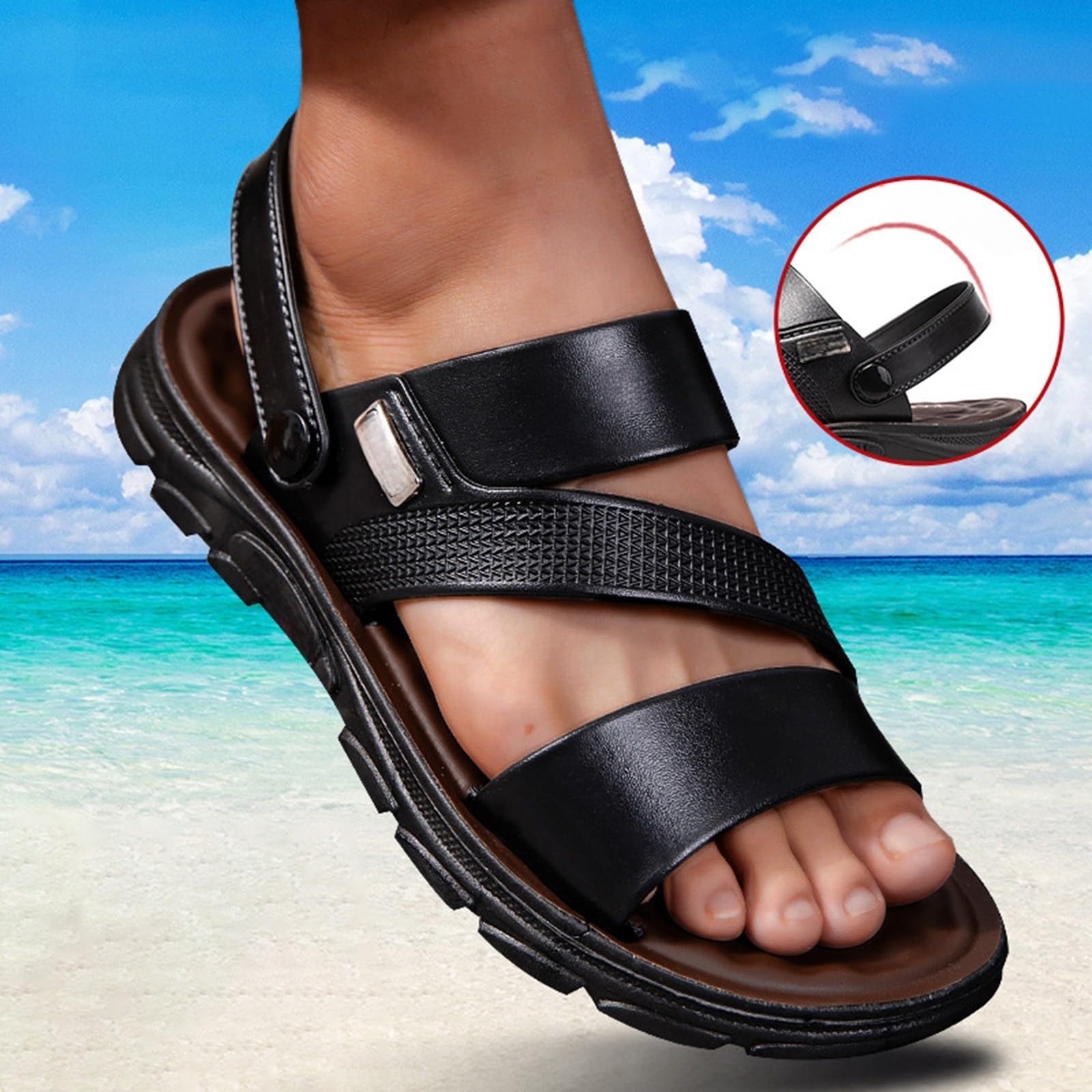 Sandales pour homme en cuir, tongs en cuir, sandales spartiates pour homme, sandales orthopédiques, sport, trekking, randonnée, semelle souple résistante à l'usure, chaussures d'été et sandales de