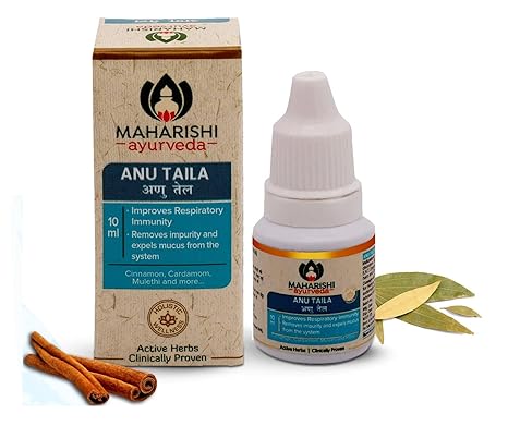 Maharishi Ayurveda Anu Taila | Unblocks Nasal Congestion| Effective in Migraine & Sinusitis |Improves Sensory Perceptions|Pure & Potent Herbs |10 ml - Pack of 6