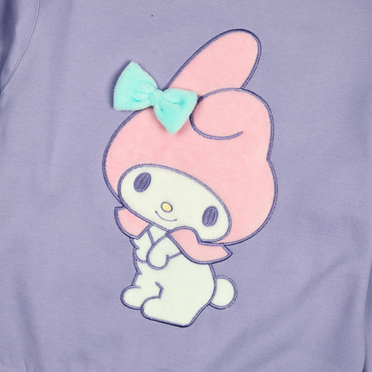 Bioworld My Melody Big Face Plush Character Women's Purple Crew Neck Long Sleeve Oversized Fleece Sweatshirt - Image 5
